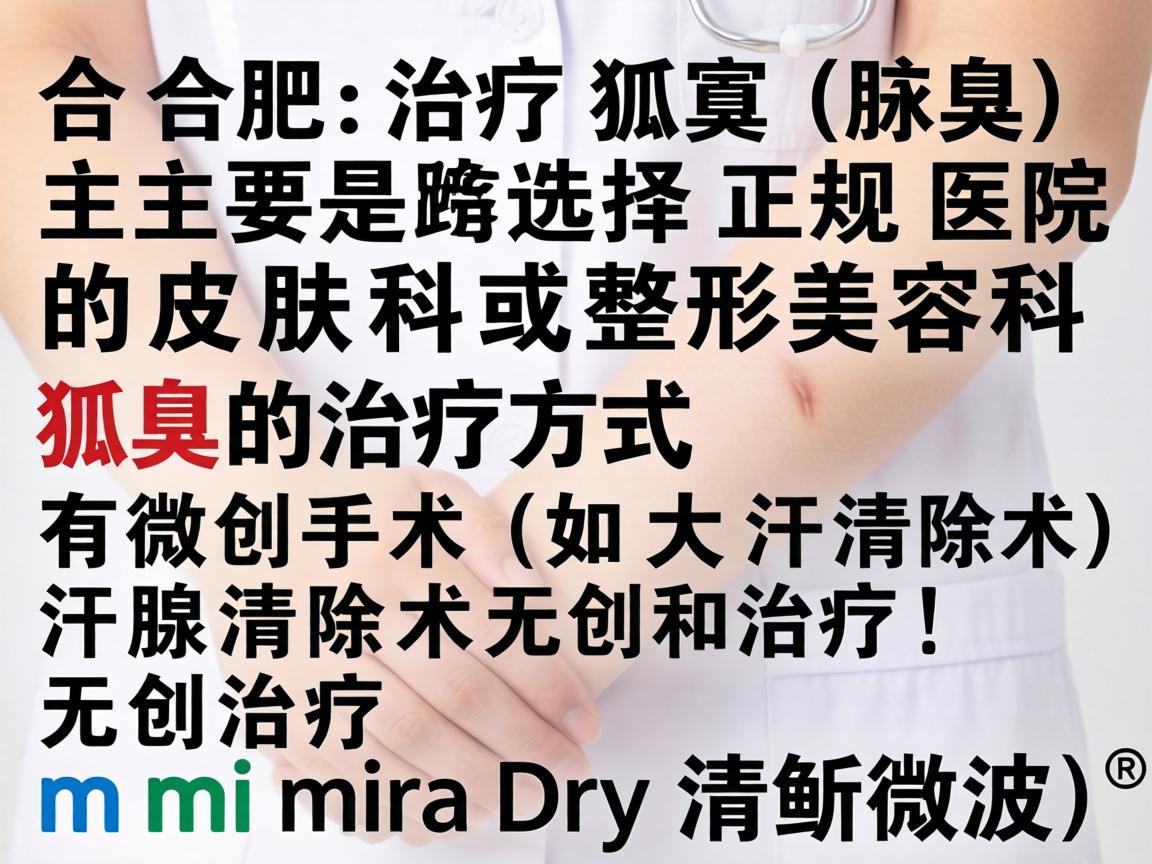在合肥，治疗狐臭（腋臭）主要是选择正规医院的皮肤科或整形美容科。狐臭的治疗方式主要有微创手术（如大汗腺清除术）和无创治疗（如miraDry清新微波）
