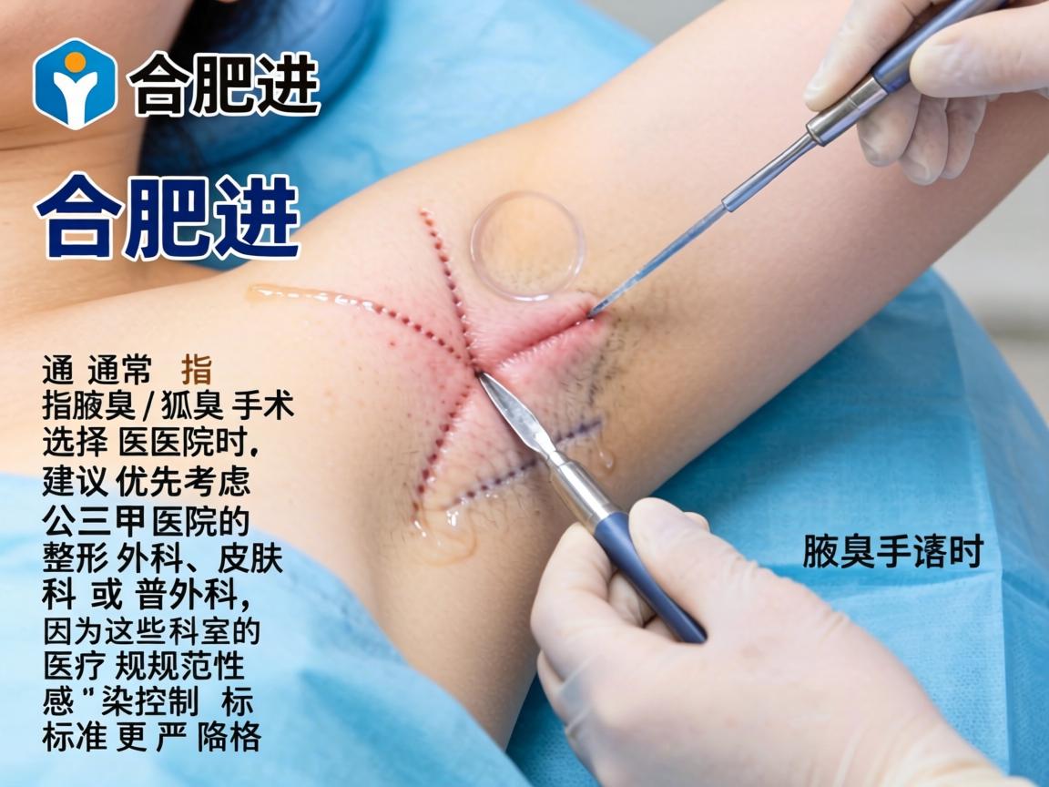 在合肥进行腋下手术（通常指腋臭/狐臭手术）选择医院时，建议优先考虑公立三甲医院的整形外科、皮肤科或普外科，因为这些科室的医疗规范性和感染控制标准更严格