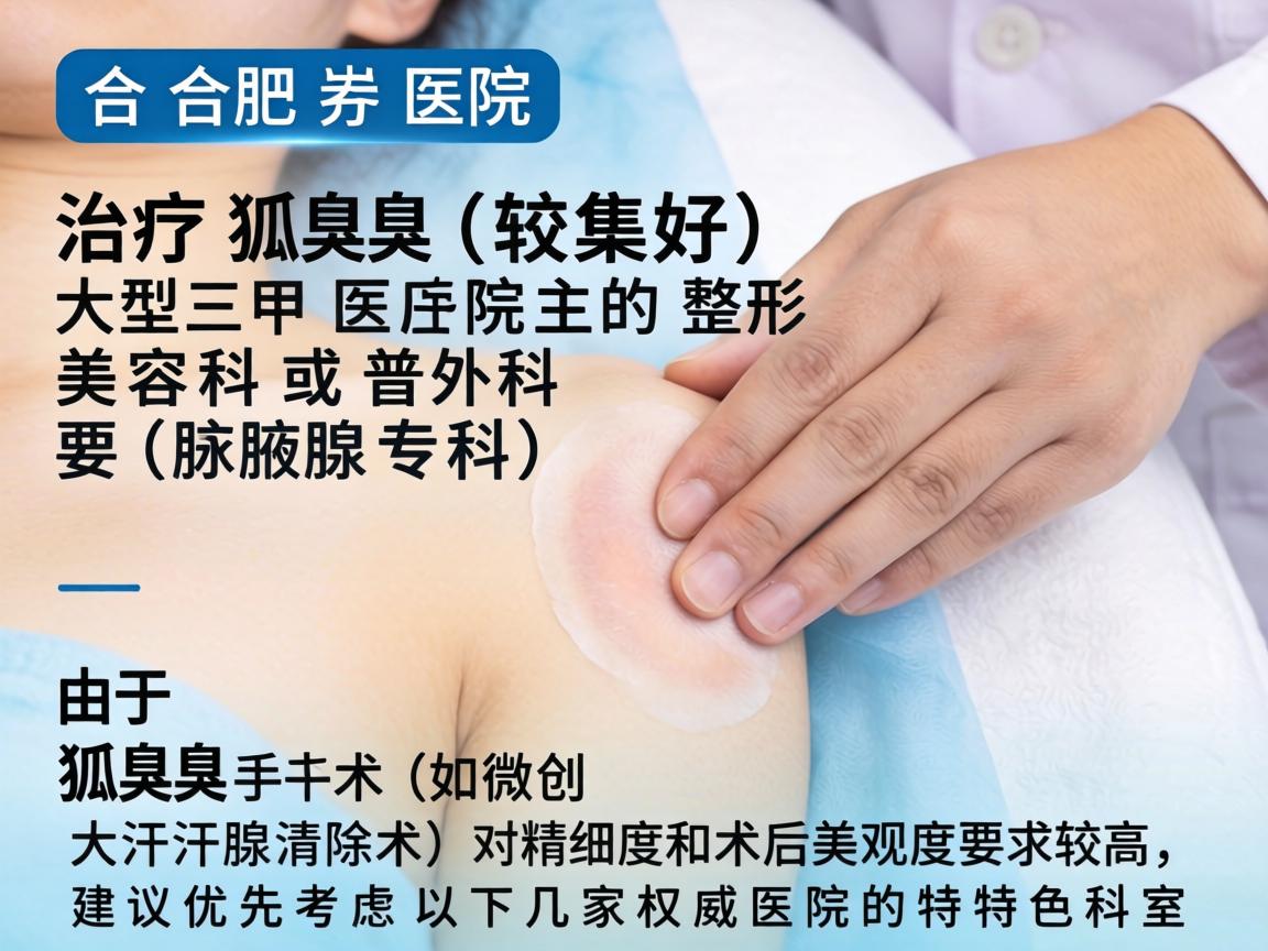 在合肥，治疗狐臭（腋臭）较好的医院主要集中在大型三甲医院的整形美容科或普外科（腋臭专科）由于狐臭手术（如微创大汗腺清除术）对精细度和术后美观度要求较高，建议优先考虑以下几家权威医院的特色科室