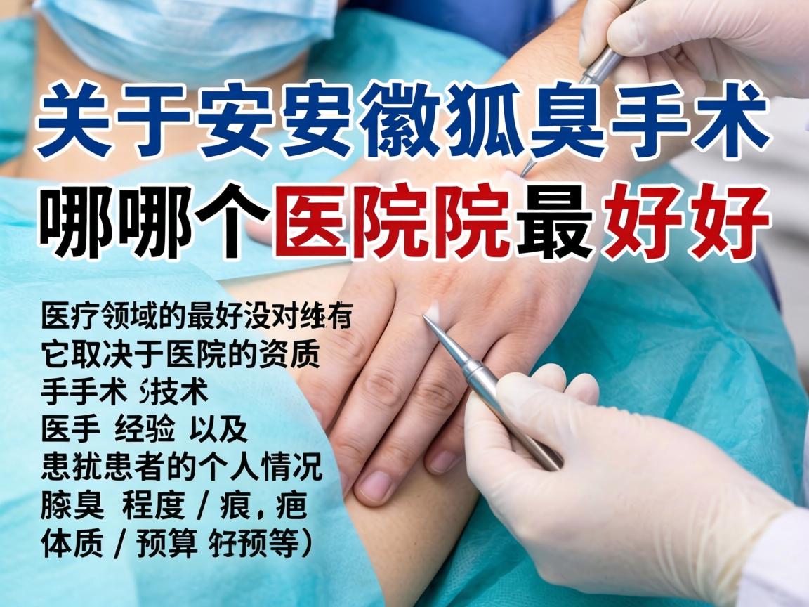 关于安徽狐臭手术哪个医院最好这个问题，需要明确一点，医疗领域的最好没有绝对标准，它取决于医院的资质、手术技术、医生经验以及患者的个人情况（如腋臭程度、疤痕体质、预算等）