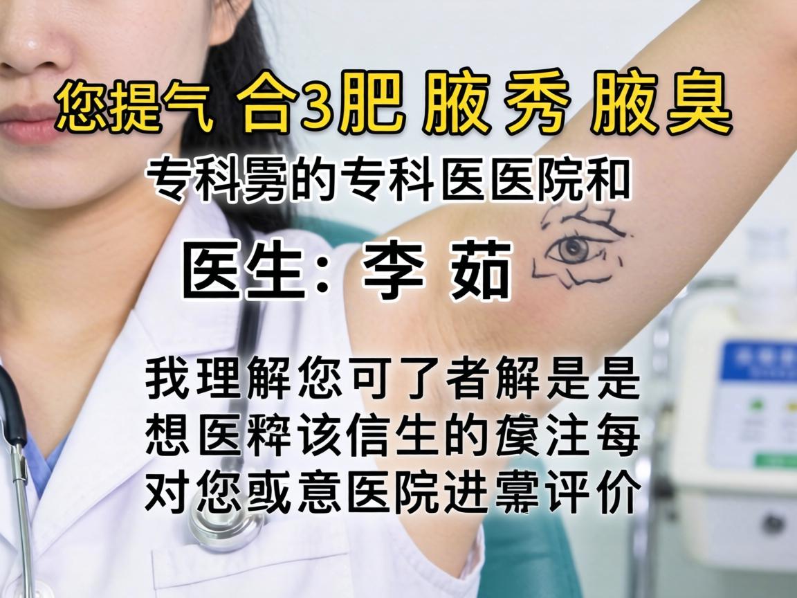 您提到的合肥腋秀腋臭专科医院和医生李茹，我理解您可能是想了解该医生的信息或对该医院进行评价。作为AI，我需要提醒您注意以下几点