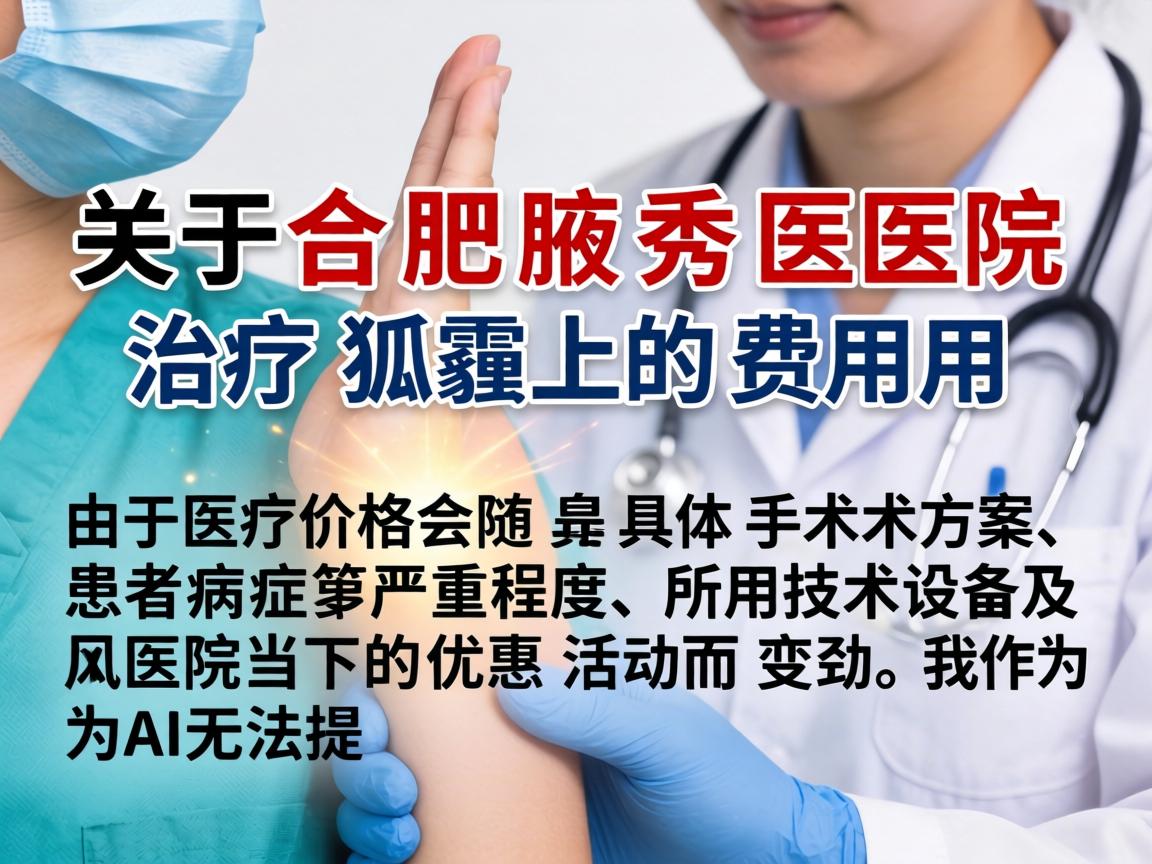 关于合肥腋秀医院治疗狐臭的费用,由于医疗价格会随具体手术方案、患者病情严重程度、所用技术设备及医院当下的优惠活动而变动,我作为AI无法提供即时、精确的数字 关于合肥腋秀医院治疗狐臭的费用,由于医疗价格会随具体手术方案、患者病情严重程度、所用技术设备及医院当下的优惠活动而变动,我作为AI无法提供即时、精确的数字