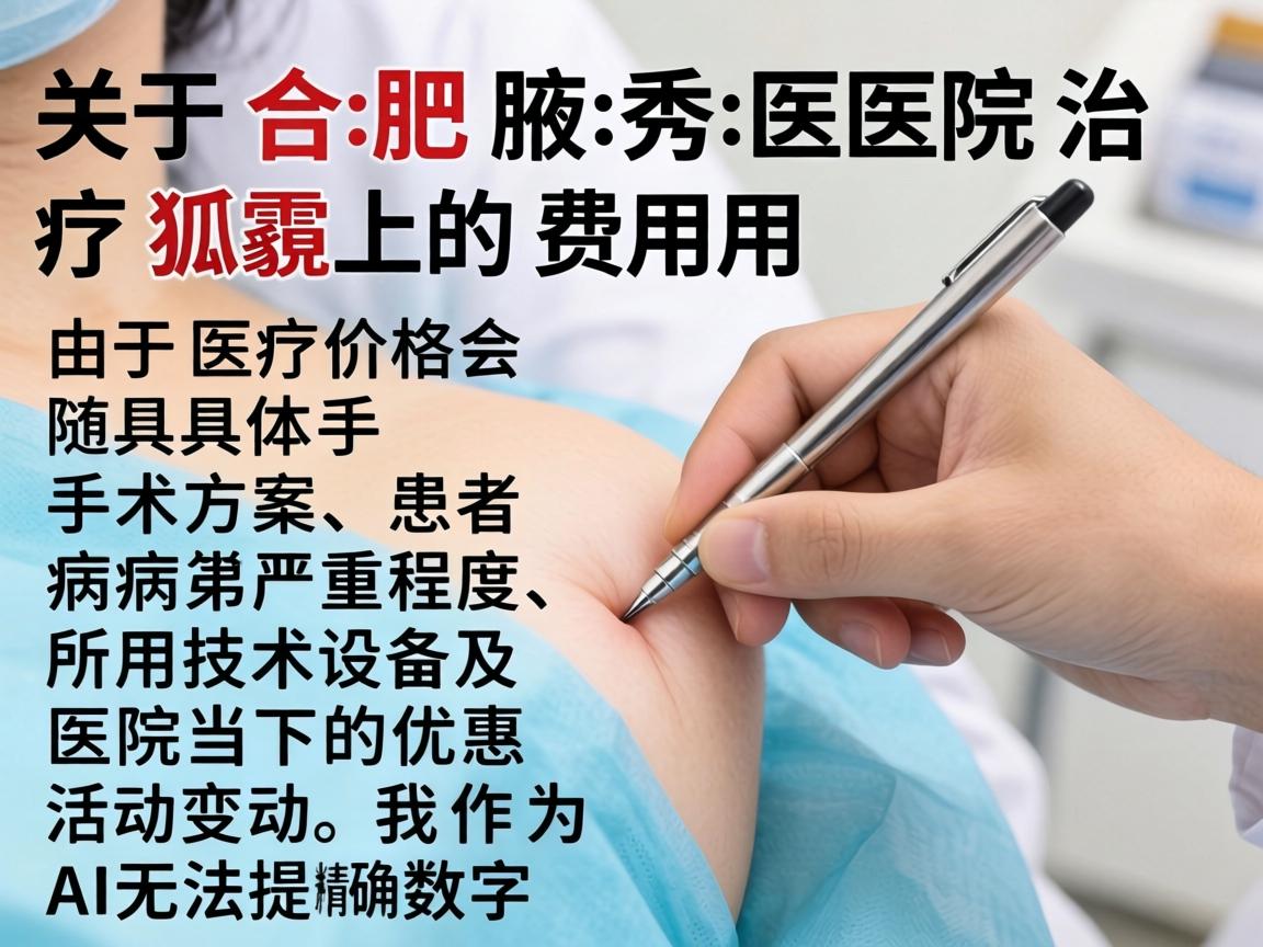 关于合肥腋秀医院治疗狐臭的费用,由于医疗价格会随具体手术方案、患者病情严重程度、所用技术设备及医院当下的优惠活动而变动,我作为AI无法提供即时、精确的数字 关于合肥腋秀医院治疗狐臭的费用,由于医疗价格会随具体手术方案、患者病情严重程度、所用技术设备及医院当下的优惠活动而变动,我作为AI无法提供即时、精确的数字