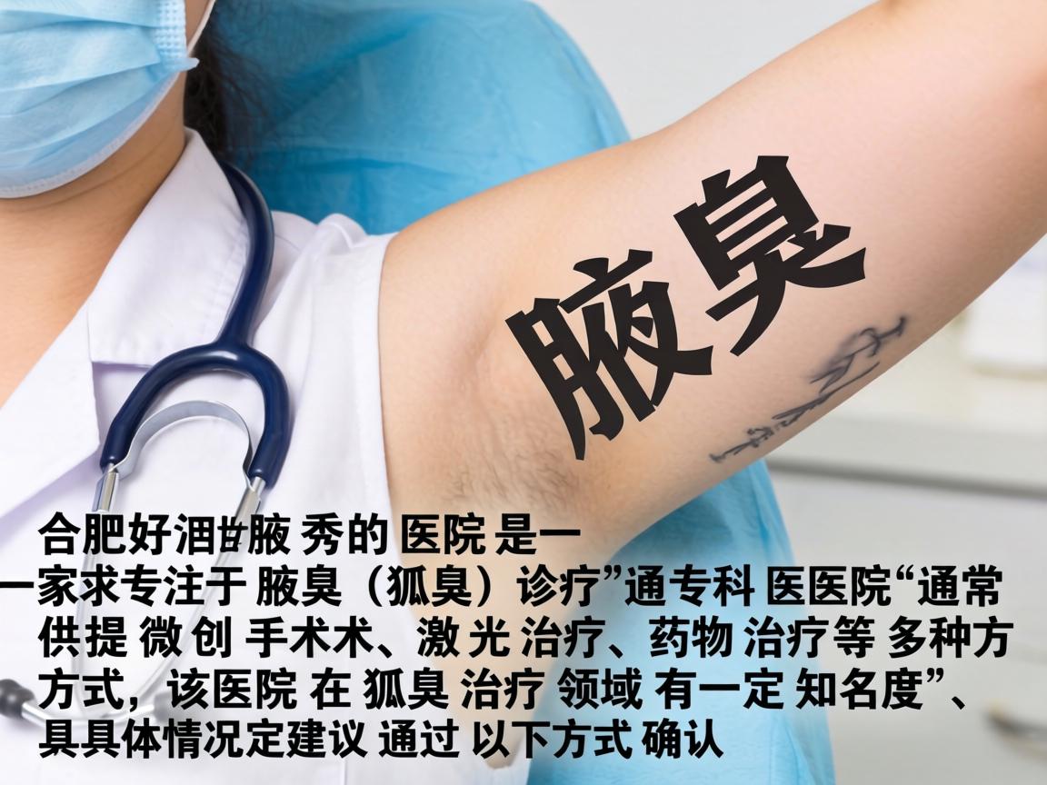 合肥腋秀医院是一家专注于腋臭（狐臭）诊疗的专科医院，通常提供微创手术、激光治疗、药物治疗等多种方式。该医院在狐臭治疗领域有一定知名度，具体情况建议通过以下方式确认