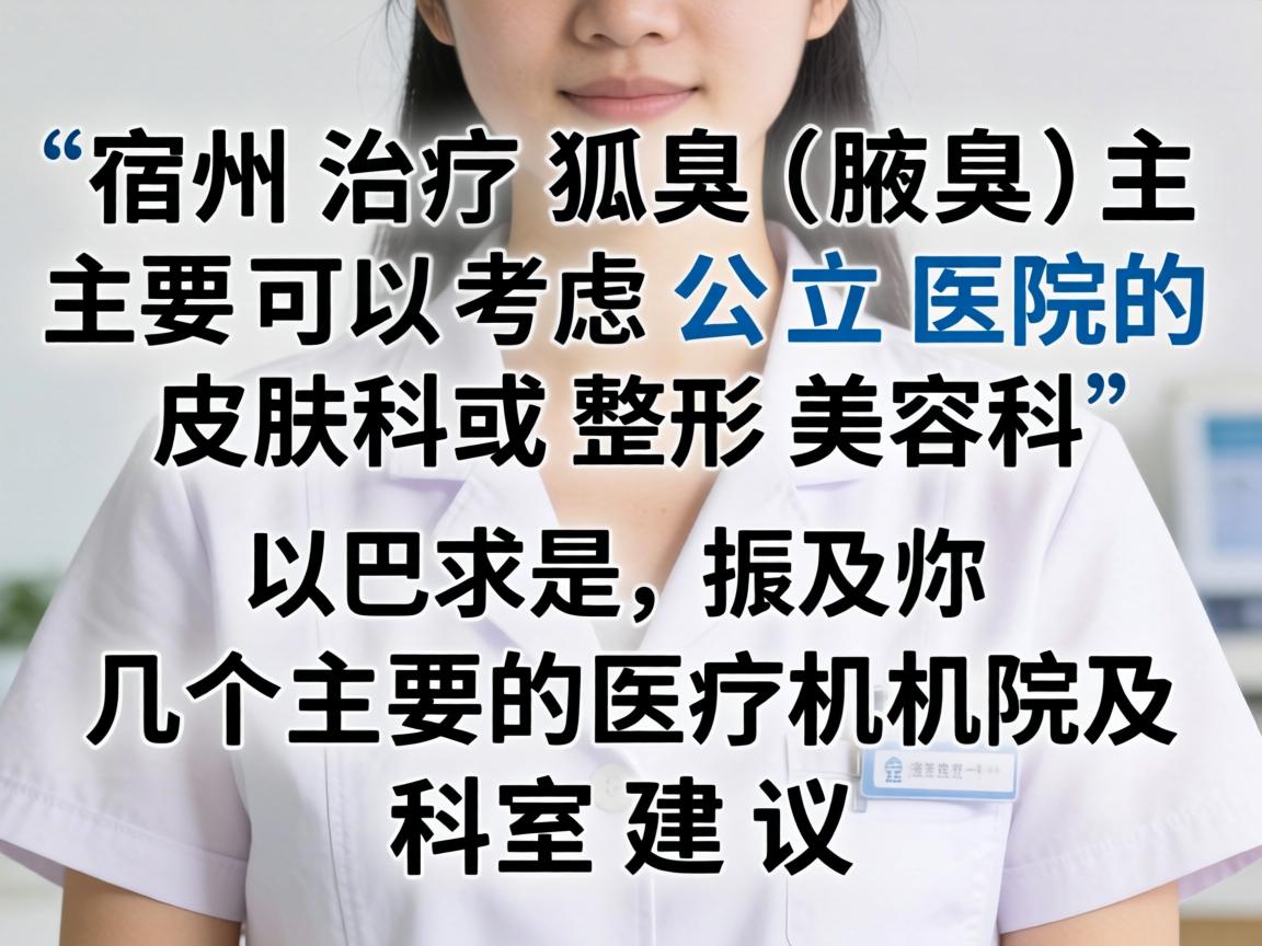 在宿州，治疗狐臭（腋臭）主要可以考虑公立医院的皮肤科或整形美容科。以下是几个主要的医疗机构及其科室建议