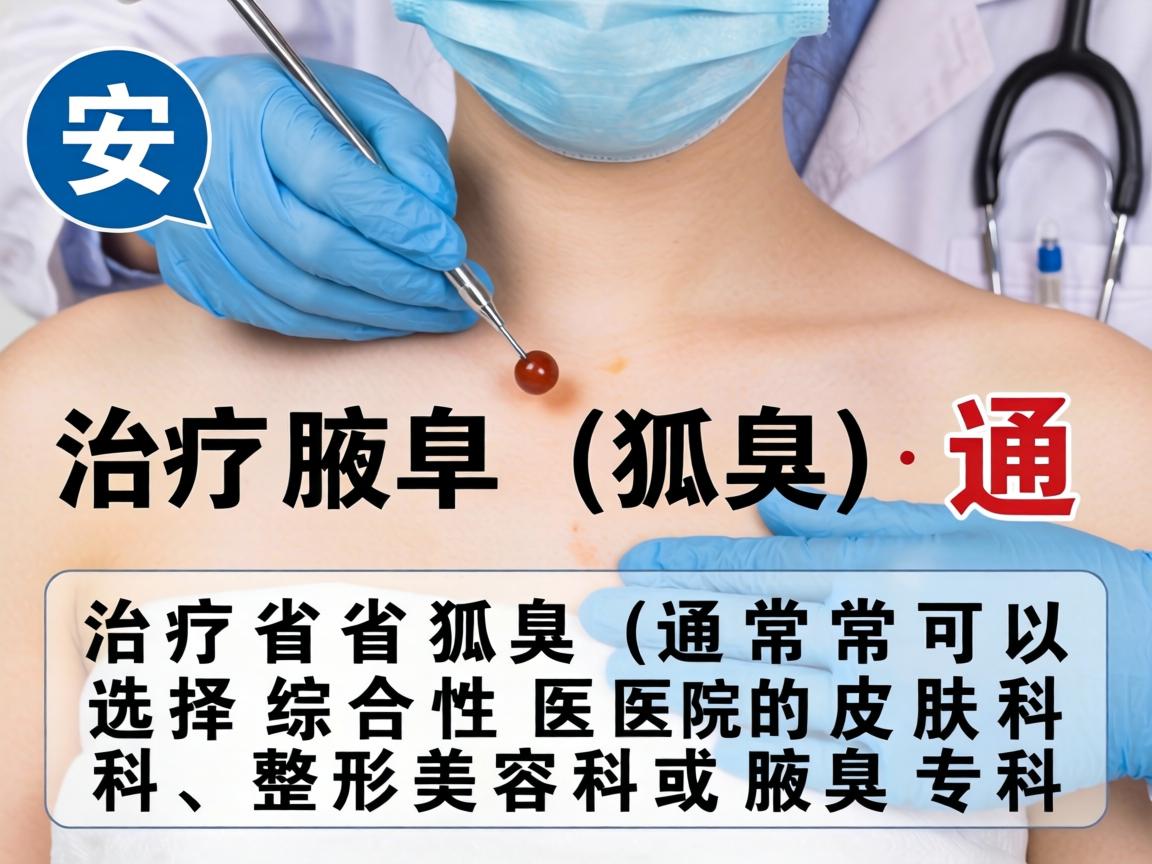 在安徽省内，治疗腋臭（狐臭）通常可以选择综合性医院的皮肤科、整形美容科或腋臭专科