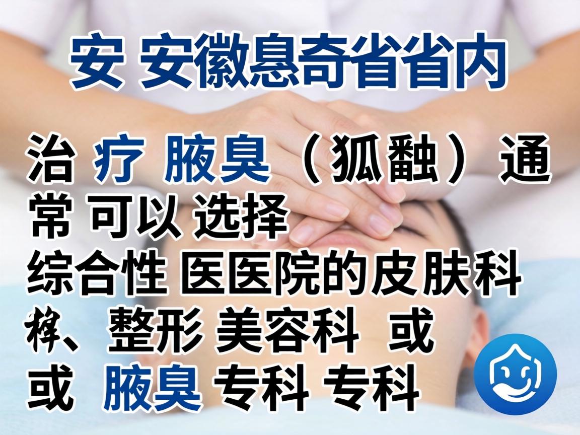 在安徽省内，治疗腋臭（狐臭）通常可以选择综合性医院的皮肤科、整形美容科或腋臭专科