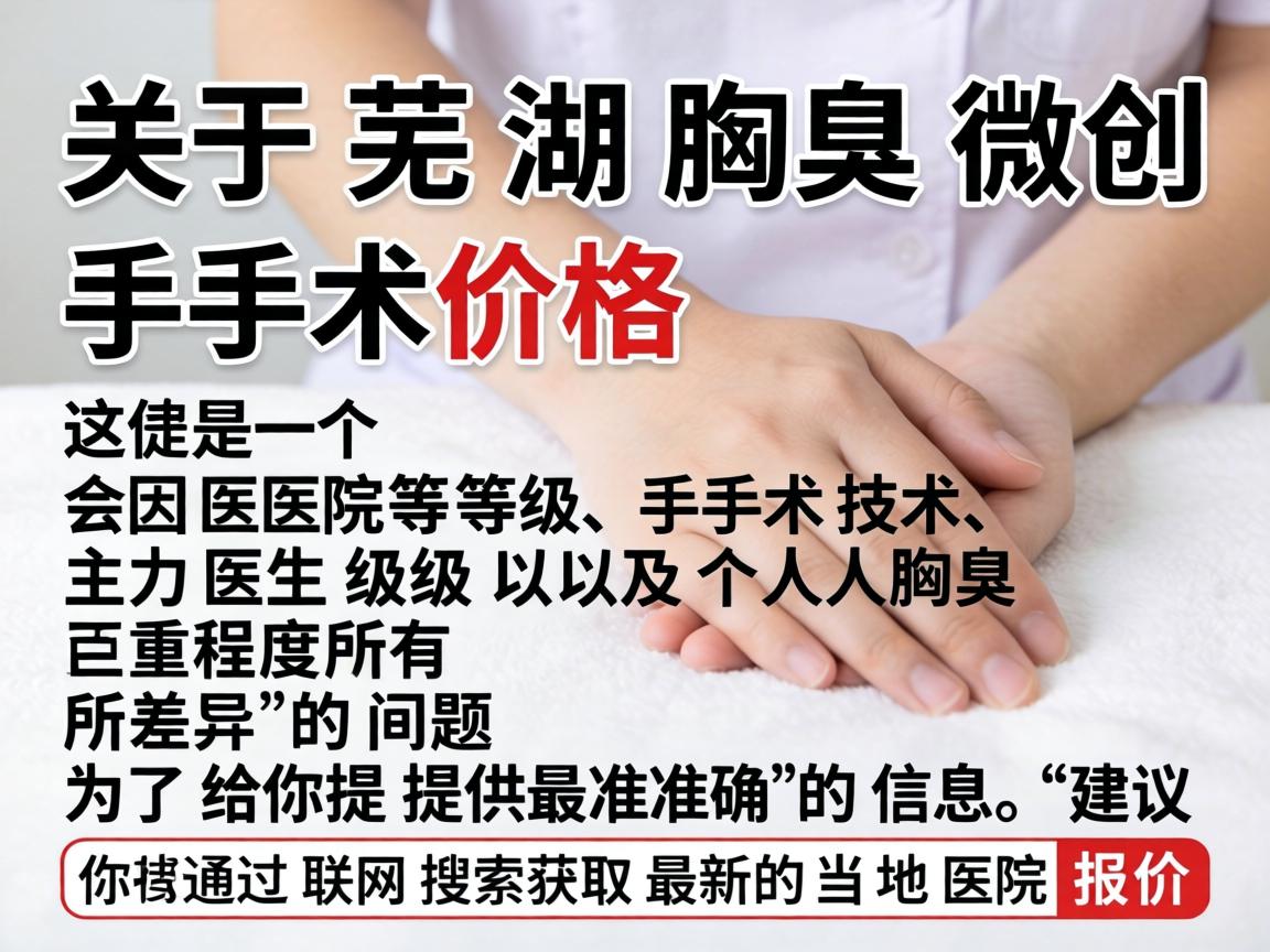 关于芜湖腋臭微创手术的价格，这是一个会因医院等级、手术技术、主刀医生级别以及个人腋臭严重程度而有所差异的问题。为了给你提供最准确的信息，建议你通过联网搜索获取最新的当地医院报价