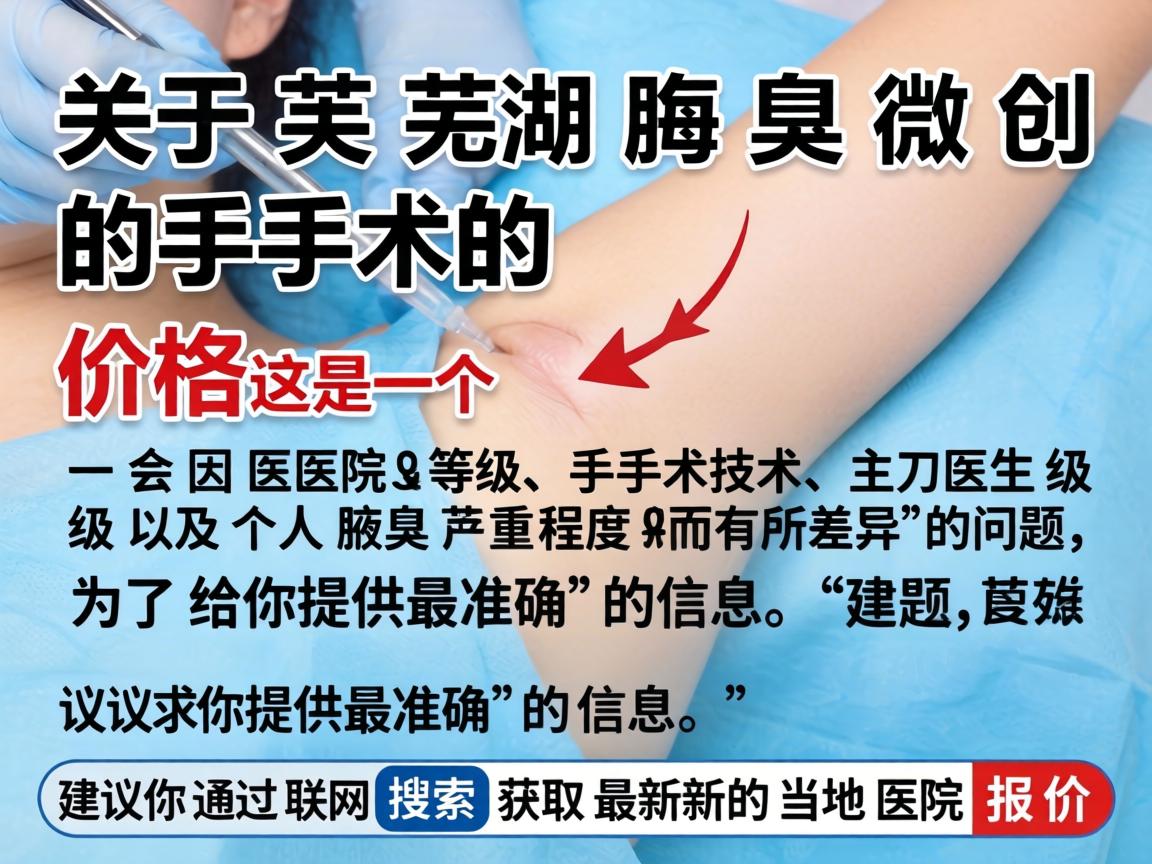关于芜湖腋臭微创手术的价格，这是一个会因医院等级、手术技术、主刀医生级别以及个人腋臭严重程度而有所差异的问题。为了给你提供最准确的信息，建议你通过联网搜索获取最新的当地医院报价
