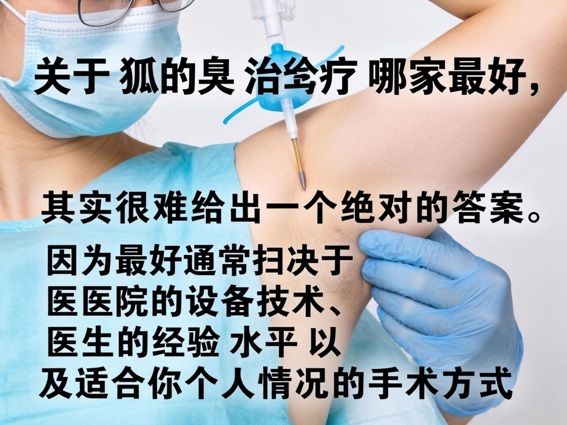 关于狐臭治疗哪家最好，其实很难给出一个绝对的答案，因为最好通常取决于医院的设备技术、医生的经验水平以及适合你个人情况的手术方式
