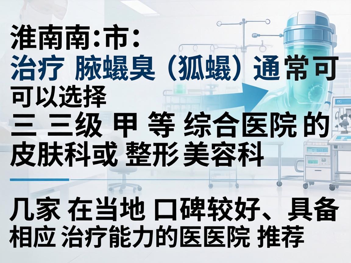 在淮南市，治疗腋臭（狐臭）通常可以选择三级甲等综合医院的皮肤科或整形美容科。以下是几家在当地口碑较好、具备相应治疗能力的医院推荐