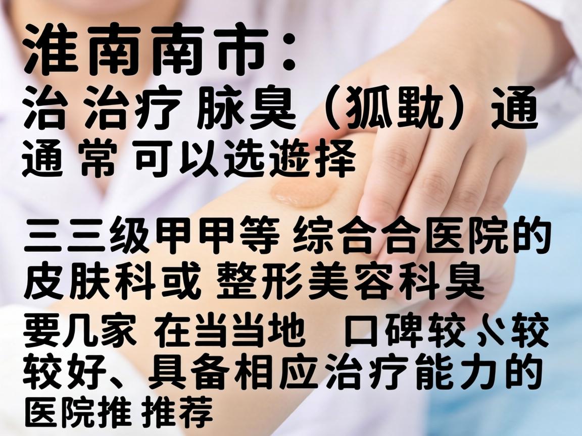 在淮南市，治疗腋臭（狐臭）通常可以选择三级甲等综合医院的皮肤科或整形美容科。以下是几家在当地口碑较好、具备相应治疗能力的医院推荐