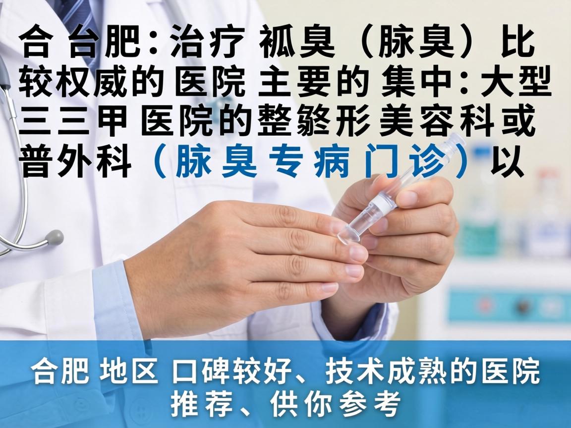 在合肥，治疗狐臭（腋臭）比较权威的医院主要集中在大型三甲医院的整形美容科或普外科（腋臭专病门诊）以下是合肥地区口碑较好、技术成熟的医院推荐，供你参考