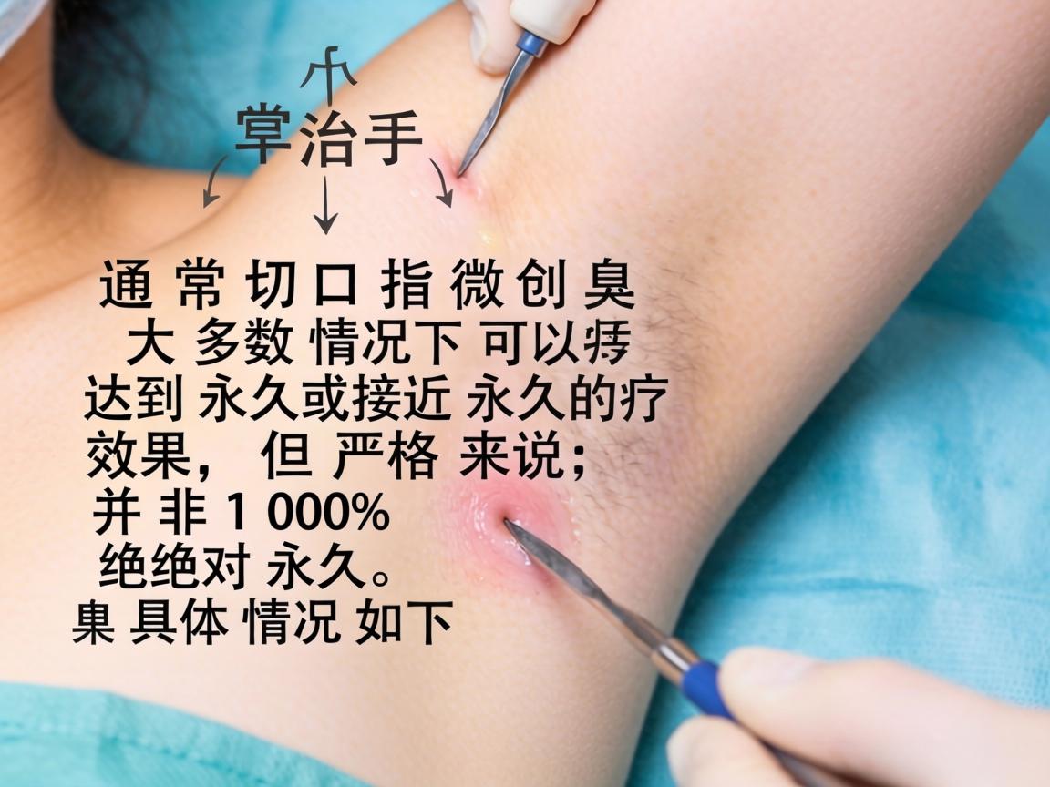 小切口治疗腋臭（通常指微创手术）大多数情况下可以达到永久或接近永久的效果，但严格来说，并非100%绝对永久。具体情况如下