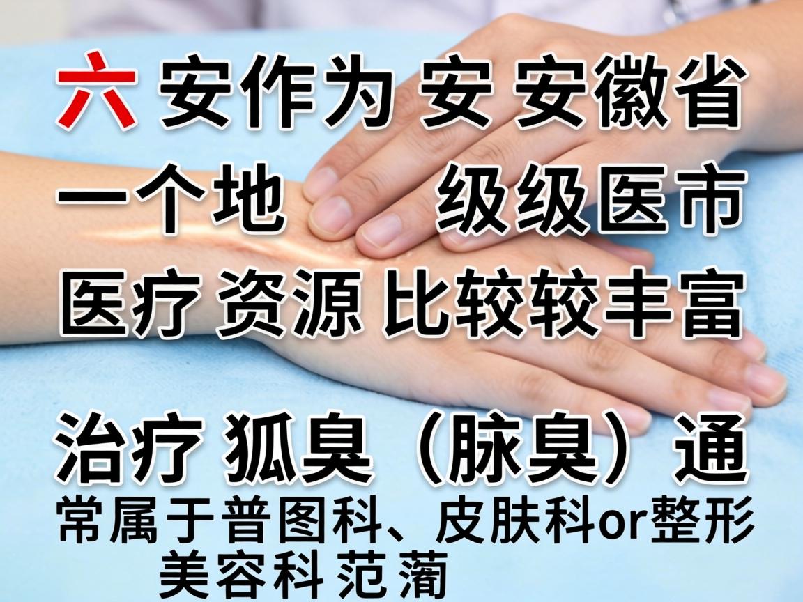 六安作为安徽省的一个地级市，医疗资源比较丰富。治疗狐臭（腋臭）通常属于普外科、皮肤科或整形美容科的范畴