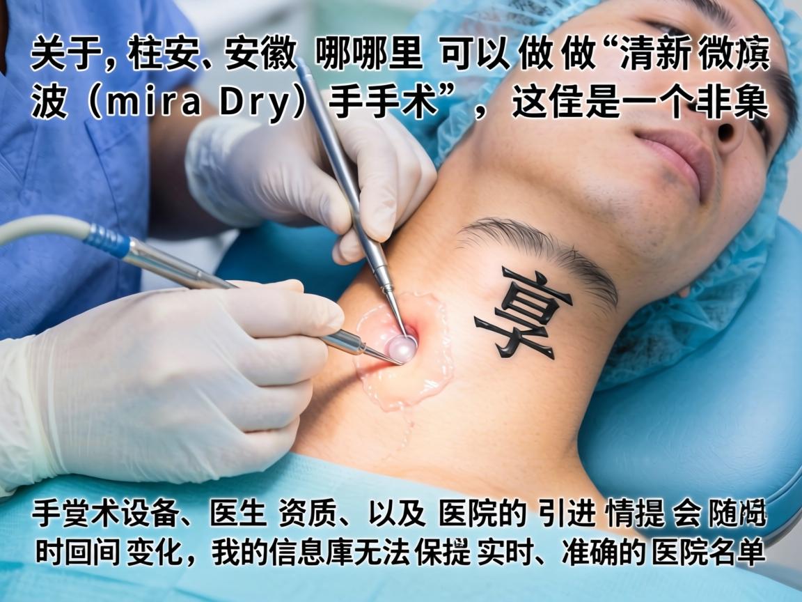 关于在安徽哪里可以做清新微波（miraDry）手术，这是一个非常具体且具有时效性的医疗信息问题。由于手术设备、医生资质以及医院的引进情况会随时间变化，我的信息库无法保证提供实时、准确的医院名单