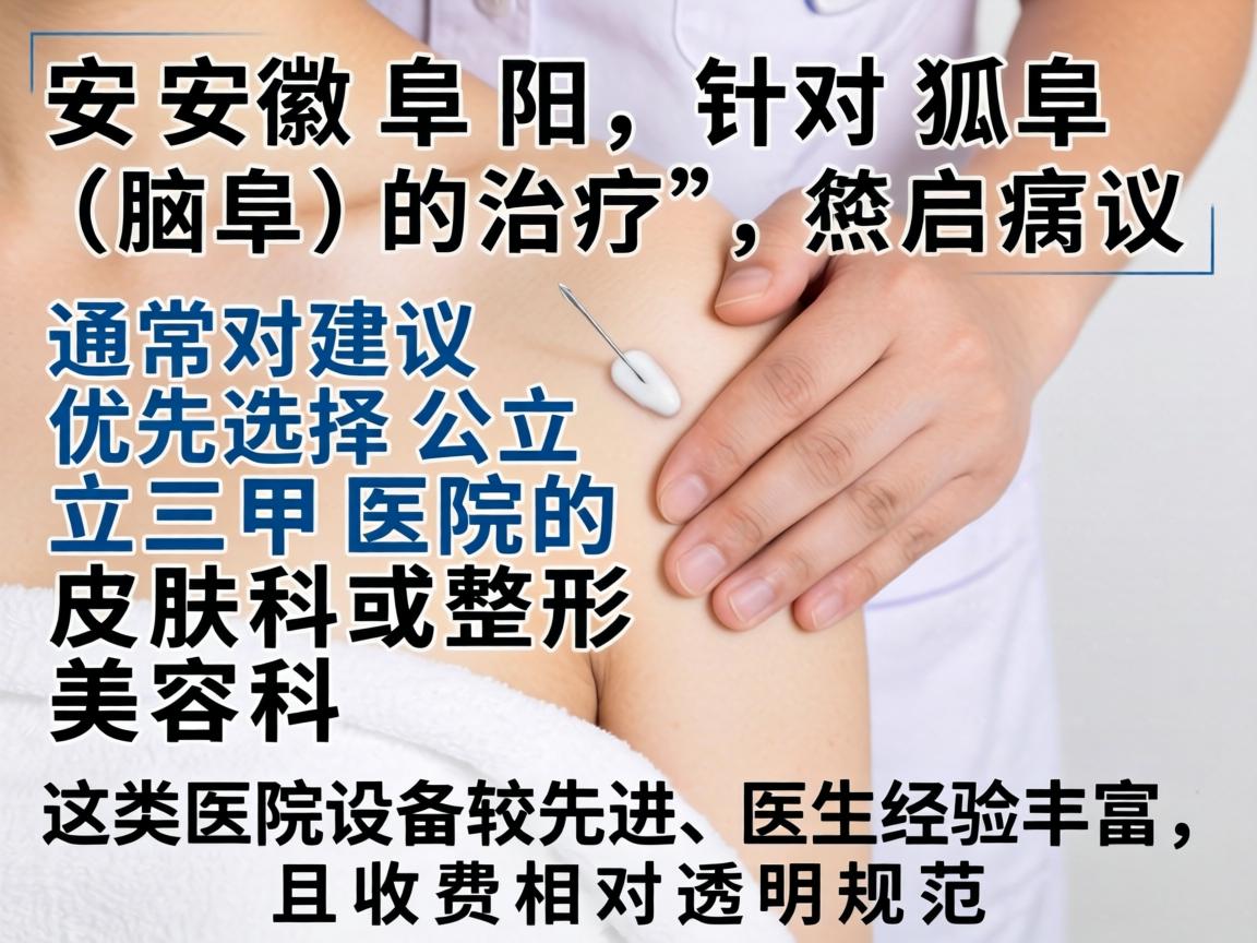 在安徽阜阳，针对狐臭（腋臭）的治疗，通常建议优先选择公立三甲医院的皮肤科或整形美容科。这类医院设备较先进、医生经验丰富，且收费相对透明规范