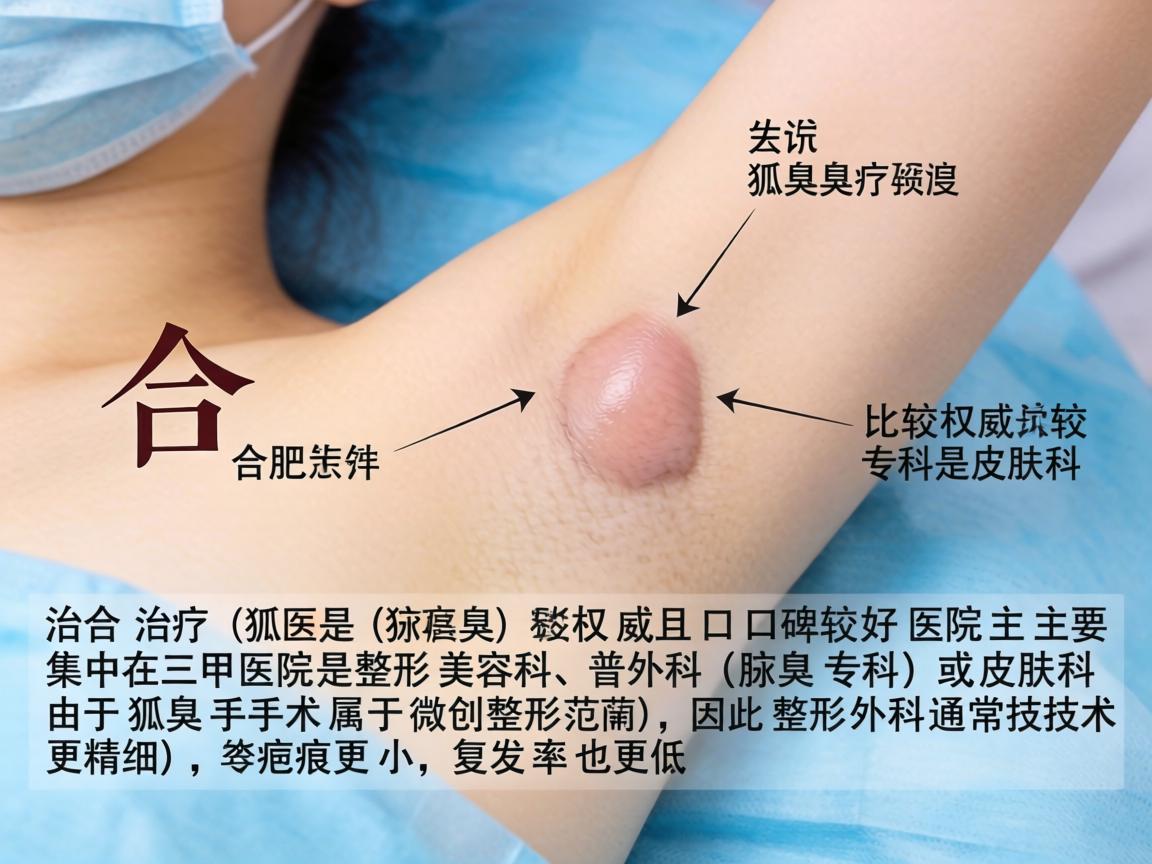 在合肥，治疗狐臭（腋臭）比较权威且口碑较好的医院主要集中在三甲医院的整形美容科、普外科（腋臭专科）或皮肤科。由于狐臭手术属于微创整形范畴，因此整形外科通常技术更精细，疤痕更小，复发率也更低