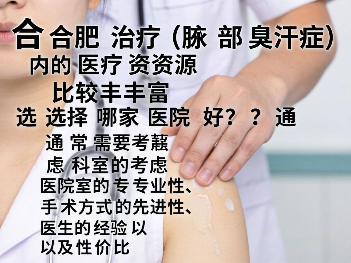 在合肥，治疗腋臭（腋部臭汗症）的医疗资源比较丰富。选择哪家医院好，通常需要考虑医院的科室专业性、手术方式的先进性、医生的经验以及性价比