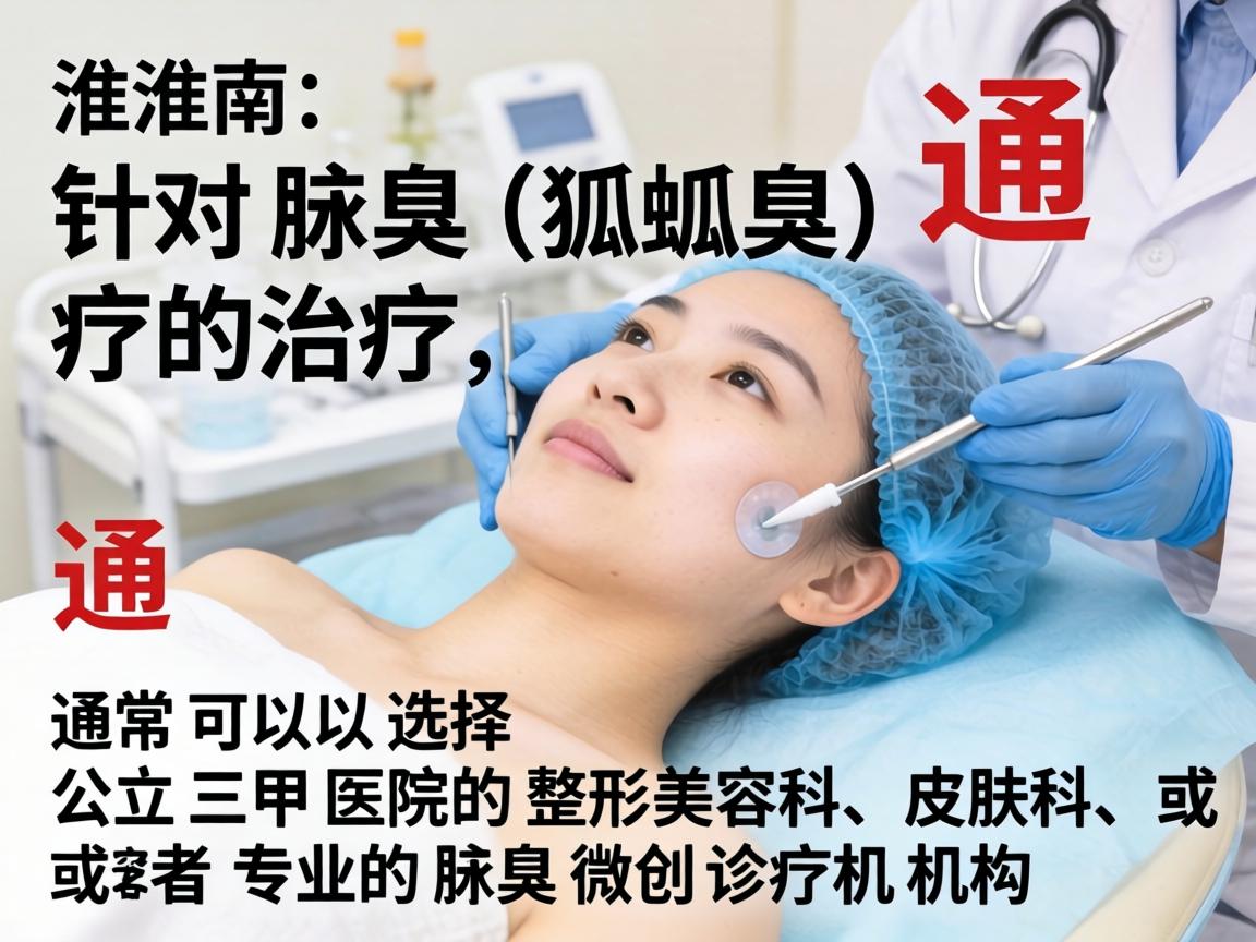 在淮南，针对腋臭（狐臭）的治疗，通常可以选择公立三甲医院的整形美容科、皮肤科，或者专业的腋臭微创诊疗机构