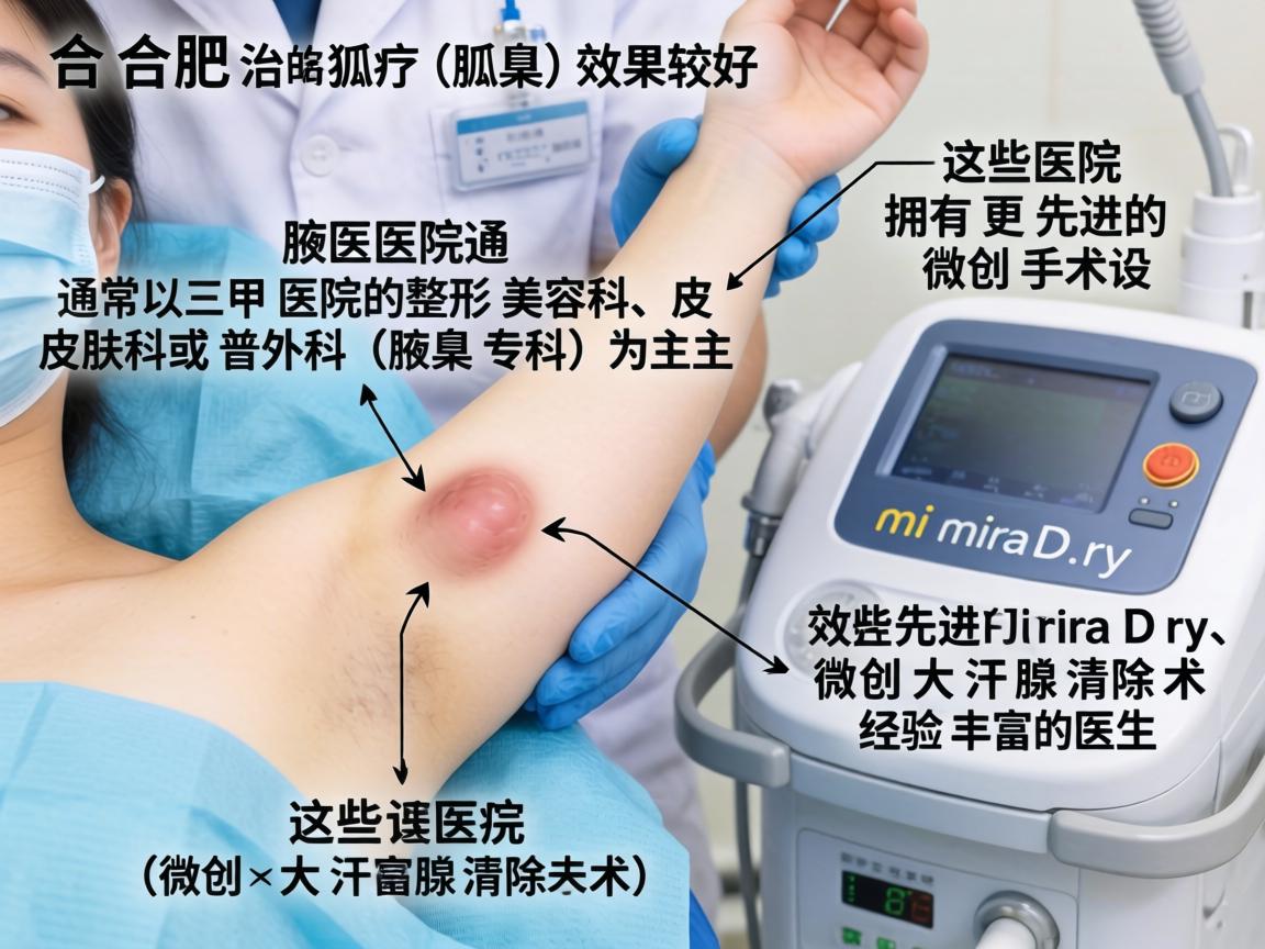 在合肥,治疗狐臭(腋臭)效果较好的医院通常以三甲医院的整形美容科、皮肤科或普外科(腋臭专科)为主。这些医院拥有更先进的微创手术设备(如miraDry、微创大汗腺清除术)和经验丰富的医生 在合肥,治疗狐臭(腋臭)效果较好的医院通常以三甲医院的整形美容科、皮肤科或普外科(腋臭专科)为主。这些医院拥有更先进的微创手术设备(如miraDry、微创大汗腺清除术)和经验丰富的医生