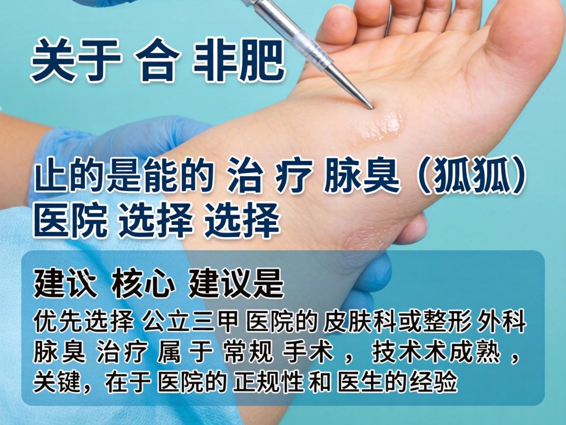 关于合肥治疗腋臭(狐臭)的医院选择,核心建议是优先选择公立三甲医院的皮肤科或整形外科。腋臭治疗属于常规手术,技术成熟,关键在于医院的正规性和医生的经验 关于合肥治疗腋臭(狐臭)的医院选择,核心建议是优先选择公立三甲医院的皮肤科或整形外科。腋臭治疗属于常规手术,技术成熟,关键在于医院的正规性和医生的经验