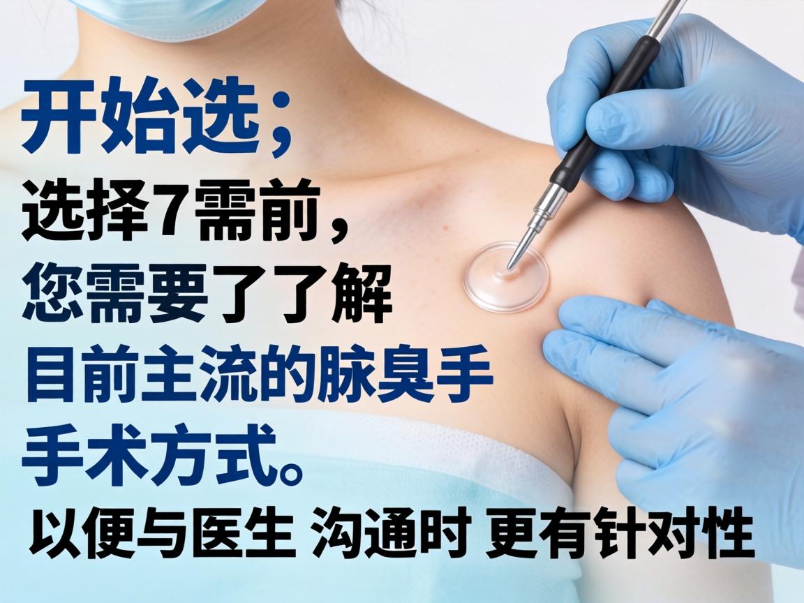 在开始选择前，您需要了解目前主流的腋臭手术方式，以便与医生沟通时更有针对性