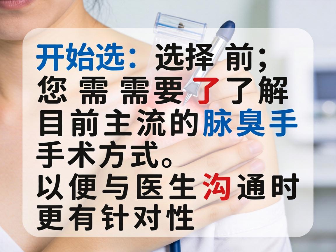 在开始选择前，您需要了解目前主流的腋臭手术方式，以便与医生沟通时更有针对性