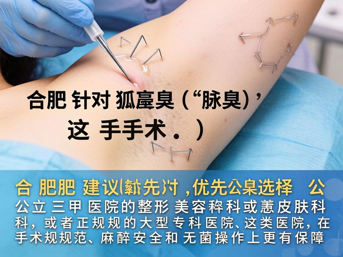 在合肥，针对狐臭（腋臭）手术，建议优先选择公立三甲医院的整形美容科或皮肤科，或者正规的大型专科医院。这类医院在手术规范、麻醉安全和无菌操作上更有保障