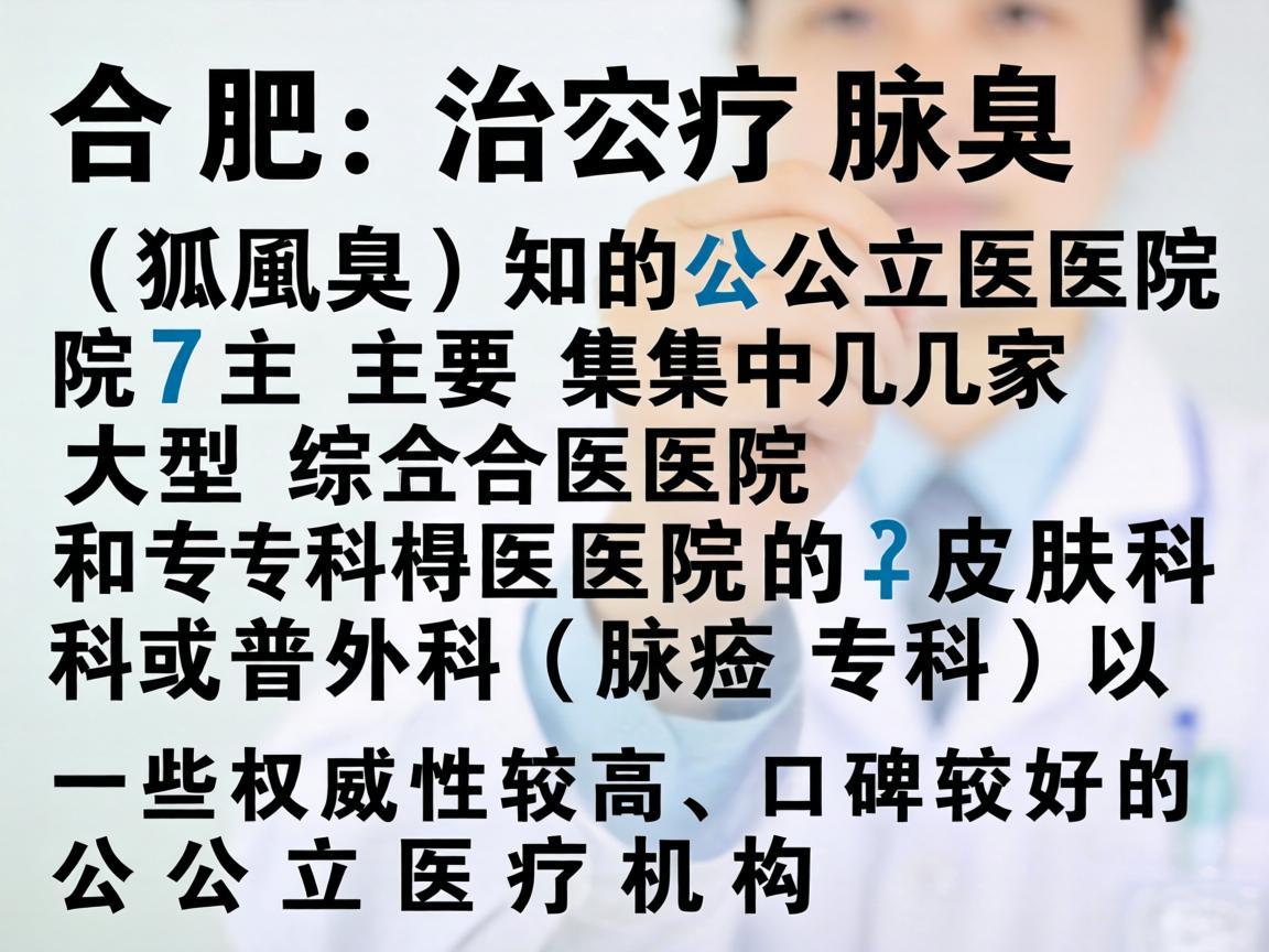 在合肥，治疗腋臭（狐臭）的公立医院主要集中在几家大型综合医院和专科医院的皮肤科或普外科（腋臭专科）以下是一些权威性较高、口碑较好的公立医疗机构