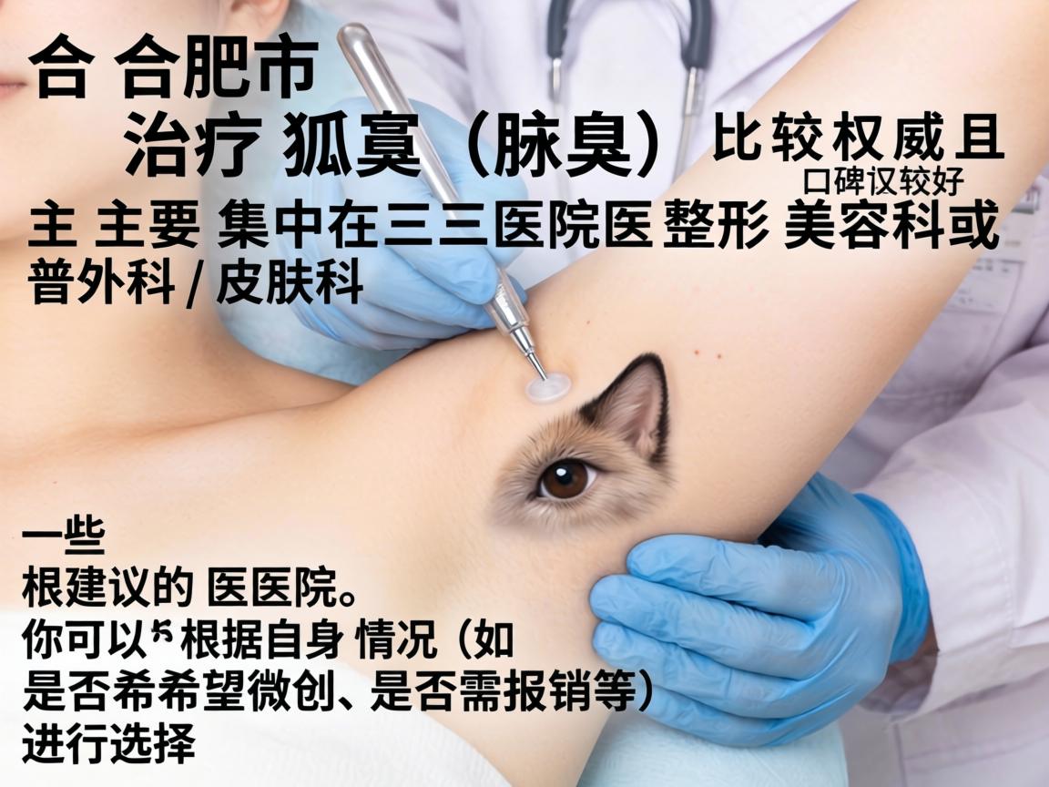 在合肥市，治疗狐臭（腋臭）比较权威且口碑较好的医院主要集中在三甲医院的整形美容科或普外科/皮肤科。以下是一些建议的医院，你可以根据自身情况（如是否希望微创、是否需报销等）进行选择