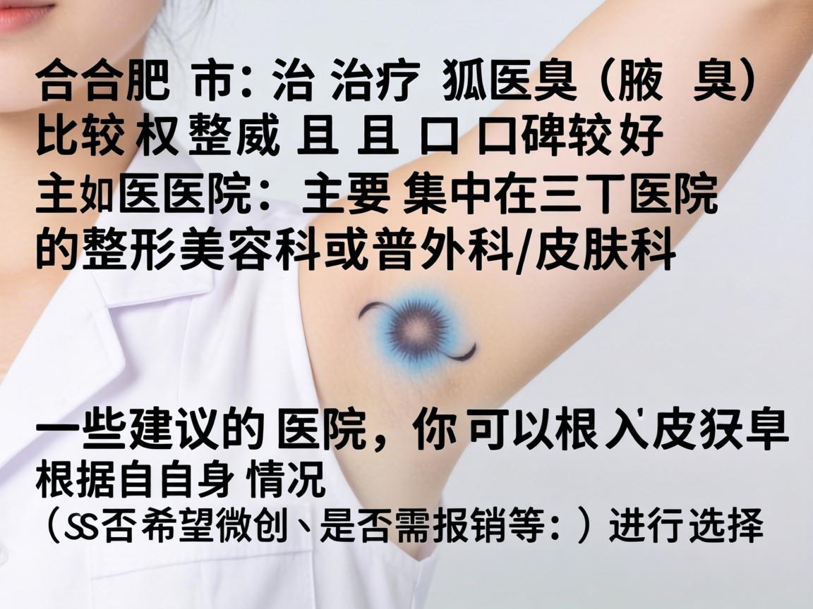 在合肥市，治疗狐臭（腋臭）比较权威且口碑较好的医院主要集中在三甲医院的整形美容科或普外科/皮肤科。以下是一些建议的医院，你可以根据自身情况（如是否希望微创、是否需报销等）进行选择