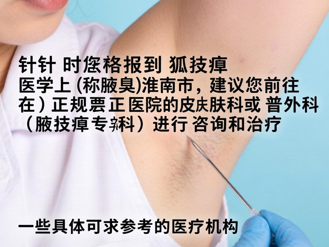 针对您提到的狐臭（医学上称腋臭）在淮南市，建议您前往正规医院的皮肤科或普外科（腋臭专科）进行咨询和治疗。以下是一些具体可参考的医疗机构