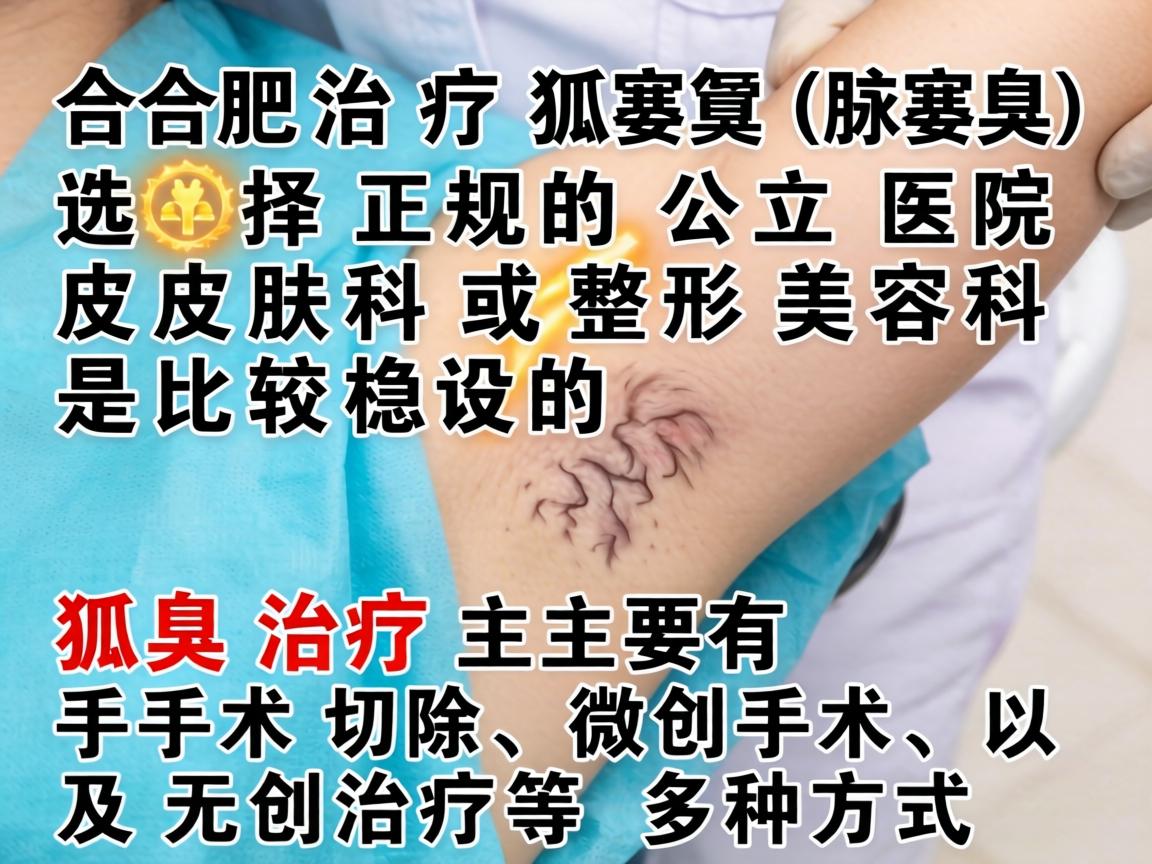 在合肥治疗狐臭（腋臭）选择正规的公立医院皮肤科或整形美容科是比较稳妥的。狐臭治疗主要有手术切除、微创手术、以及无创治疗等多种方式