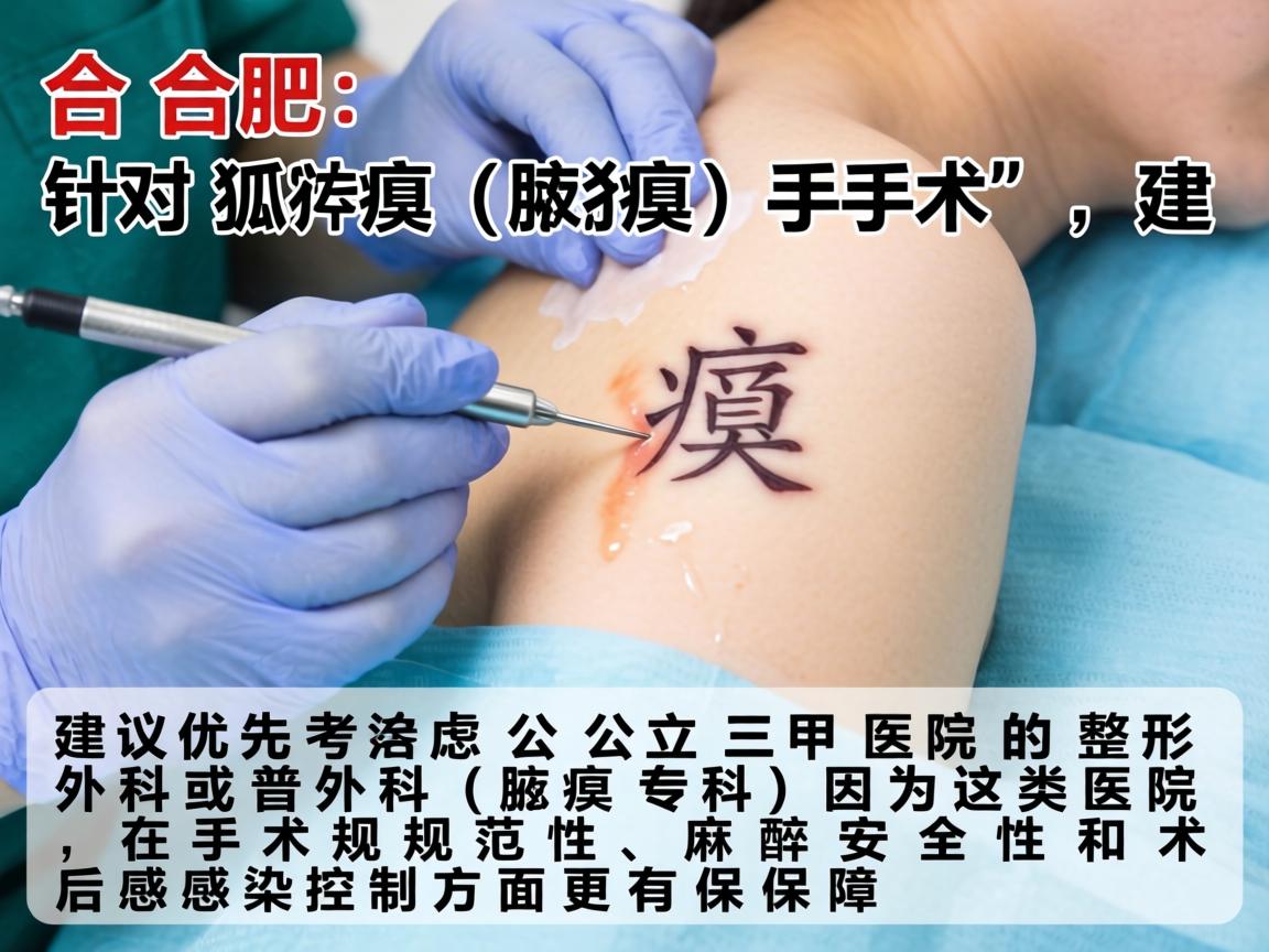 在合肥，针对狐臭（腋臭）手术，建议优先考虑公立三甲医院的整形外科或普外科（腋臭专科）因为这类医院在手术规范性、麻醉安全性和术后感染控制方面更有保障