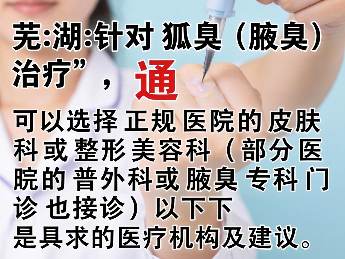 在芜湖，针对狐臭（腋臭）的治疗，通常可以选择正规医院的皮肤科或整形美容科（部分医院的普外科或腋臭专科门诊也接诊）以下是具体的医疗机构及建议