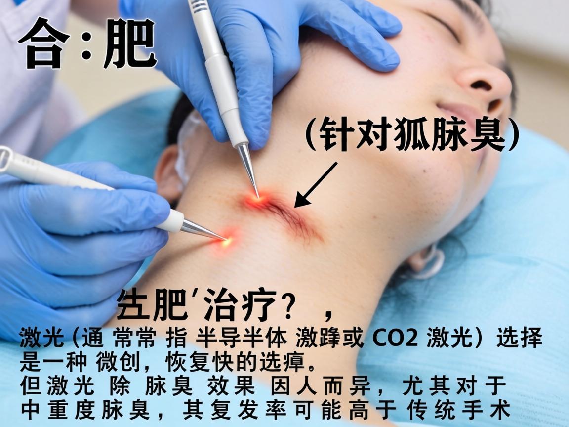 在合肥，针对腋臭（狐臭）的治疗，激光（通常指半导体激光或CO2激光）是一种微创、恢复快的选择，但激光除腋臭效果因人而异，尤其对于中重度腋臭，其复发率可能高于传统手术