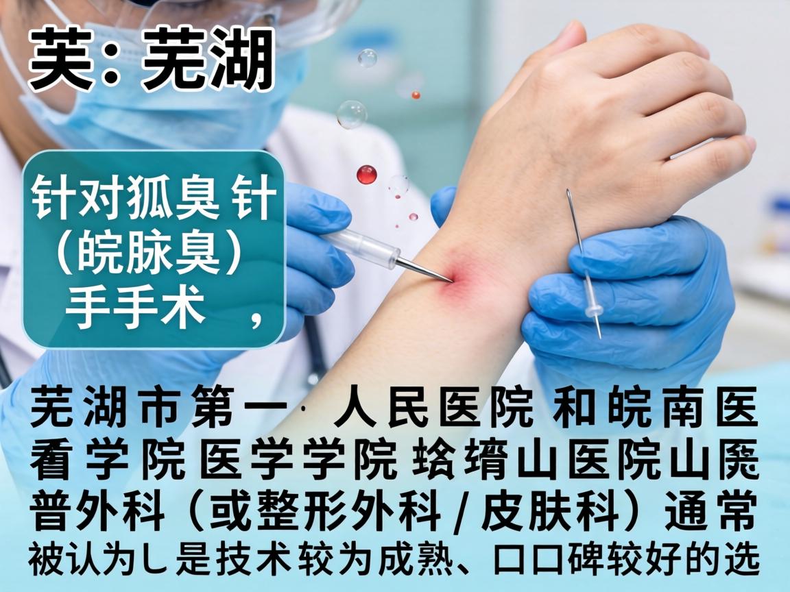 在芜湖，针对狐臭（腋臭）手术，芜湖市第一人民医院和皖南医学院弋矶山医院的普外科（或整形外科/皮肤科）通常被认为是技术较为成熟、口碑较好的选择