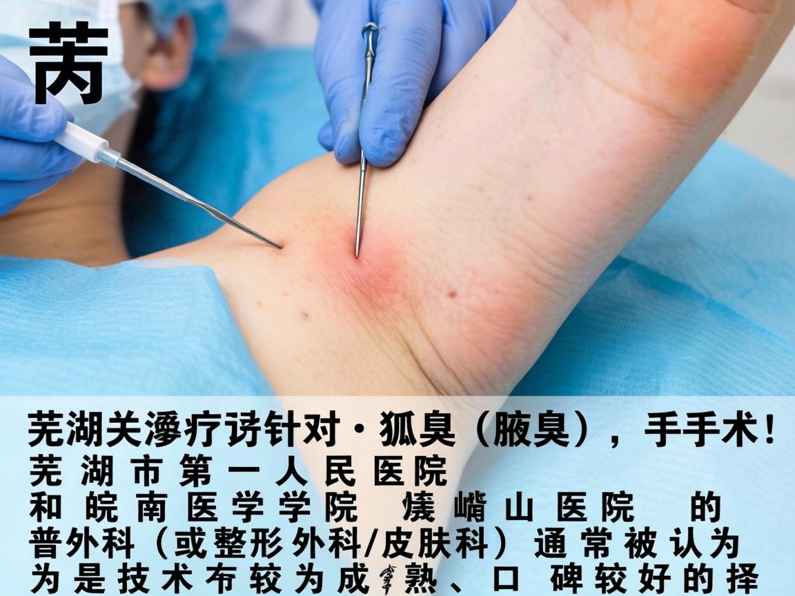 在芜湖，针对狐臭（腋臭）手术，芜湖市第一人民医院和皖南医学院弋矶山医院的普外科（或整形外科/皮肤科）通常被认为是技术较为成熟、口碑较好的选择