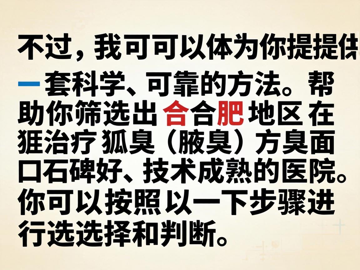 不过，我可以为你提供一套科学、可靠的方法，帮助你筛选出合肥地区在治疗狐臭（腋臭）方面口碑好、技术成熟的医院。你可以按照以下步骤进行选择和判断