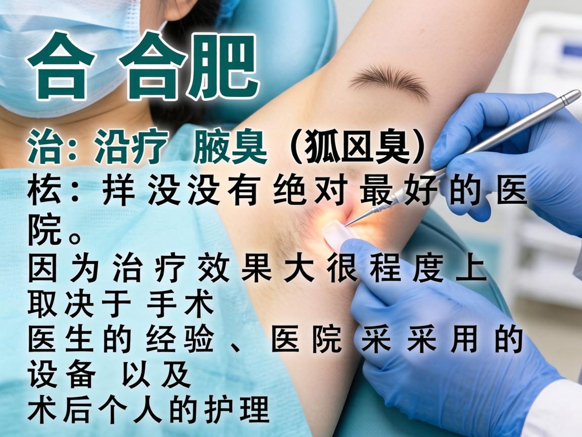 在合肥，治疗腋臭（狐臭）并没有绝对最好的医院，因为治疗效果很大程度上取决于手术医生的经验、医院采用的设备以及术后个人的护理