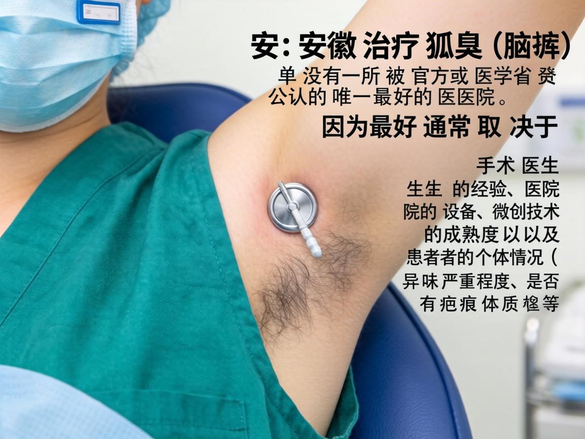 在安徽，治疗狐臭（腋臭）并没有一所被官方或医学界公认的唯一最好的医院，因为最好通常取决于手术医生的经验、医院的设备、微创技术的成熟度以及患者的个体情况（如异味严重程度、是否有疤痕体质等）