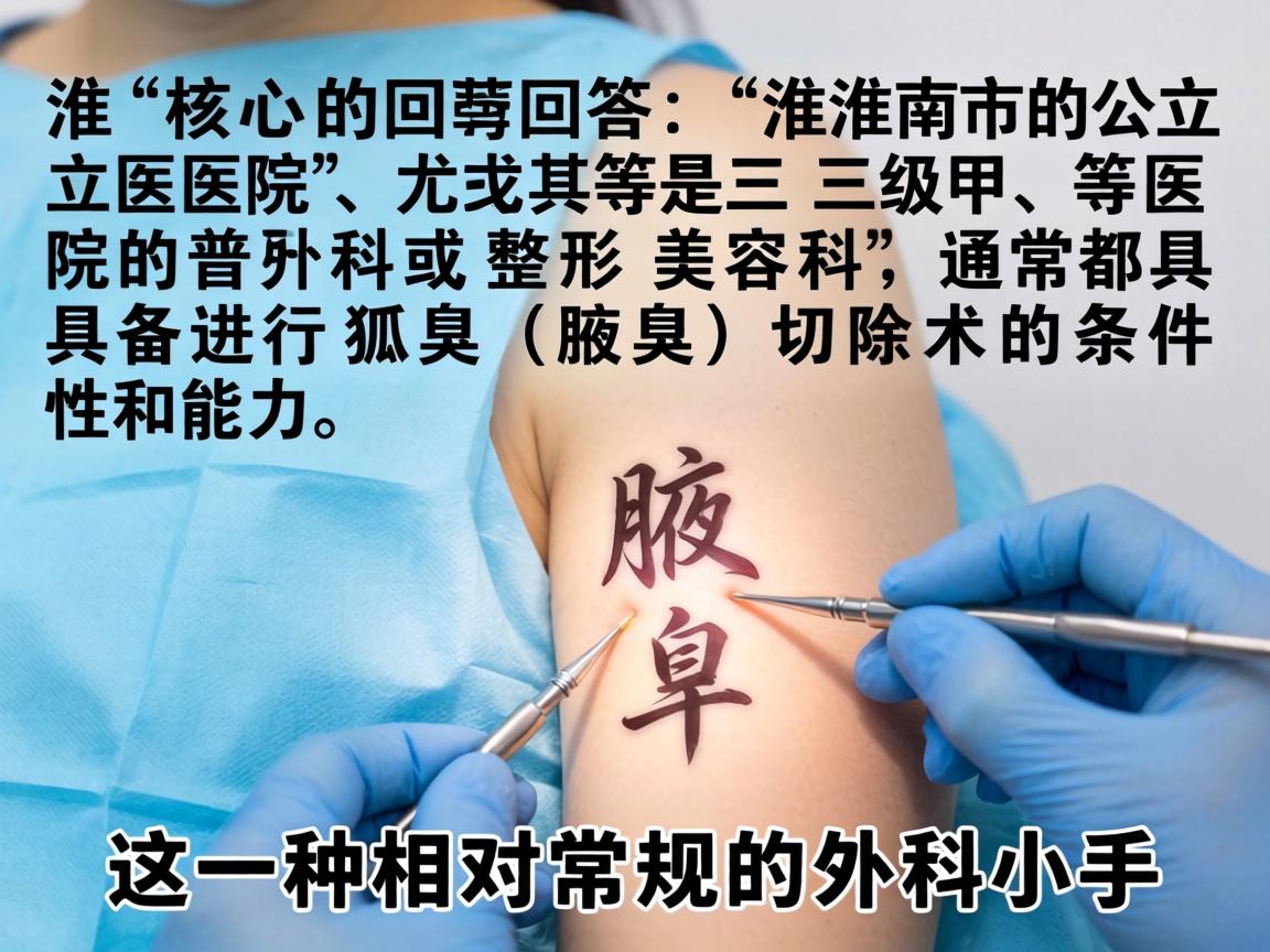 核心回答，淮南市的公立医院，尤其是三级甲等医院的普外科或整形美容科，通常都具备进行狐臭（腋臭）切除术的条件和能力。这是一种相对常规的外科小手术