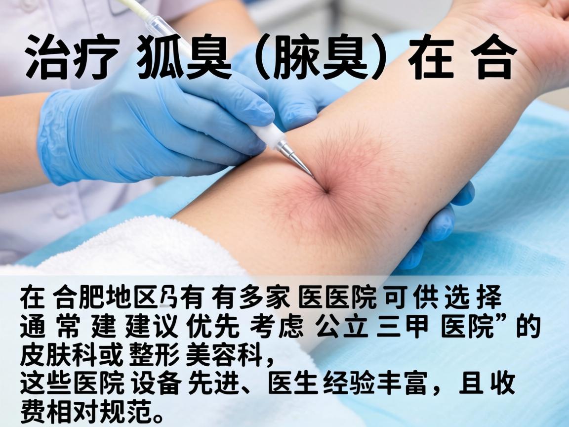 治疗狐臭（腋臭）在合肥地区有多家医院可供选择，通常建议优先考虑公立三甲医院的皮肤科或整形美容科，这些医院设备先进、医生经验丰富，且收费相对规范