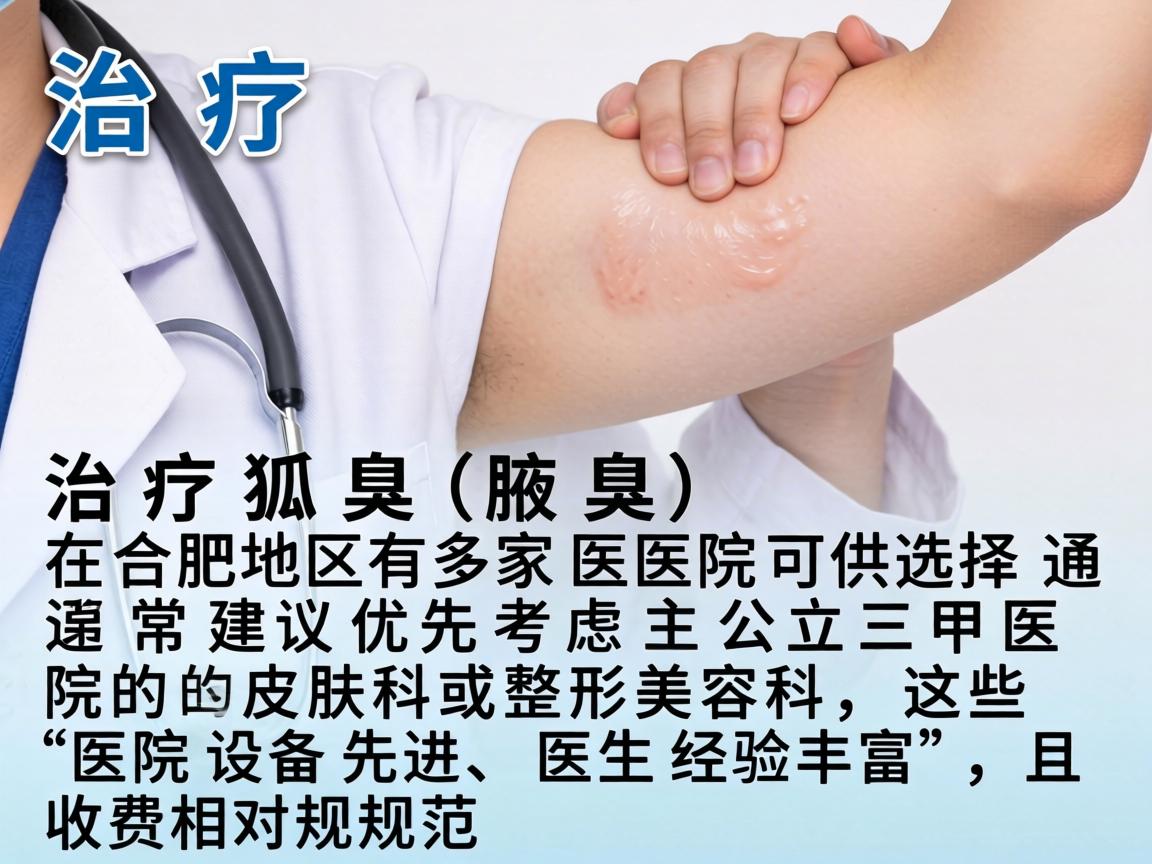 治疗狐臭（腋臭）在合肥地区有多家医院可供选择，通常建议优先考虑公立三甲医院的皮肤科或整形美容科，这些医院设备先进、医生经验丰富，且收费相对规范