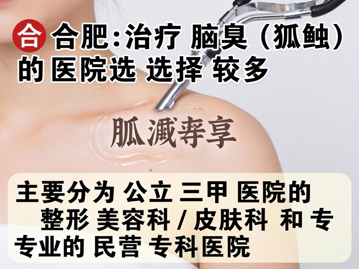 在合肥，治疗腋臭（狐臭）的医院选择较多，主要分为公立三甲医院的整形美容科/皮肤科和专业的民营专科医院