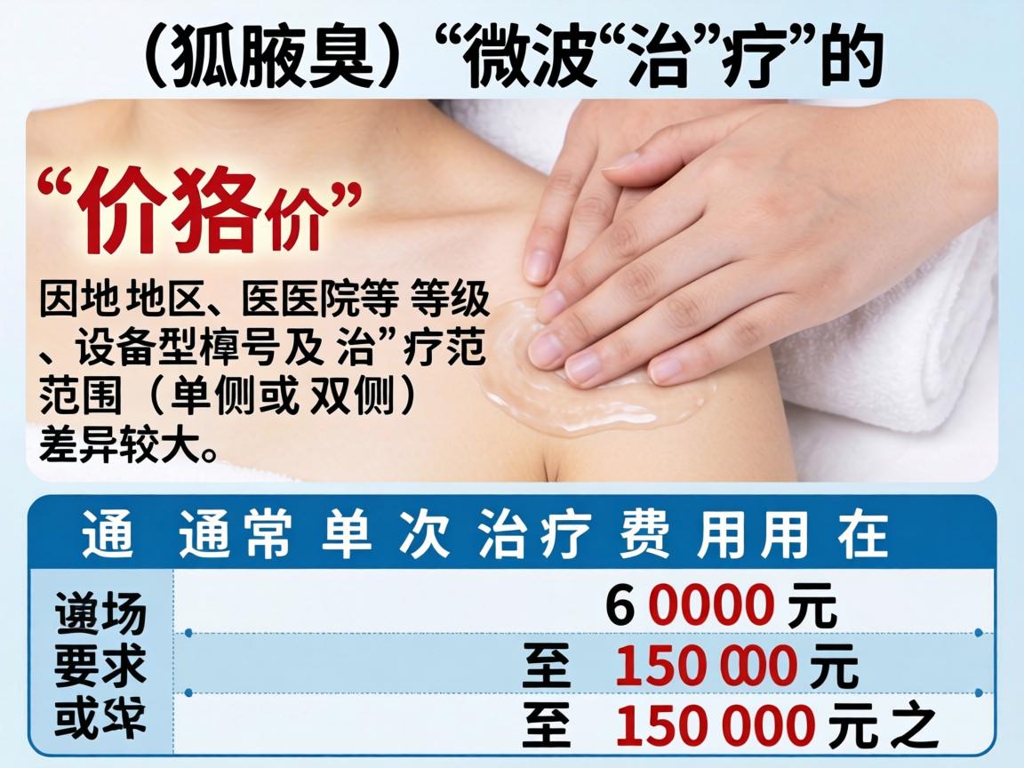 腋臭（狐臭）微波治疗的价格因地区、医院等级、设备型号及治疗范围（单侧或双侧）差异较大，通常单次治疗费用在 6000元 至 15000元 之间