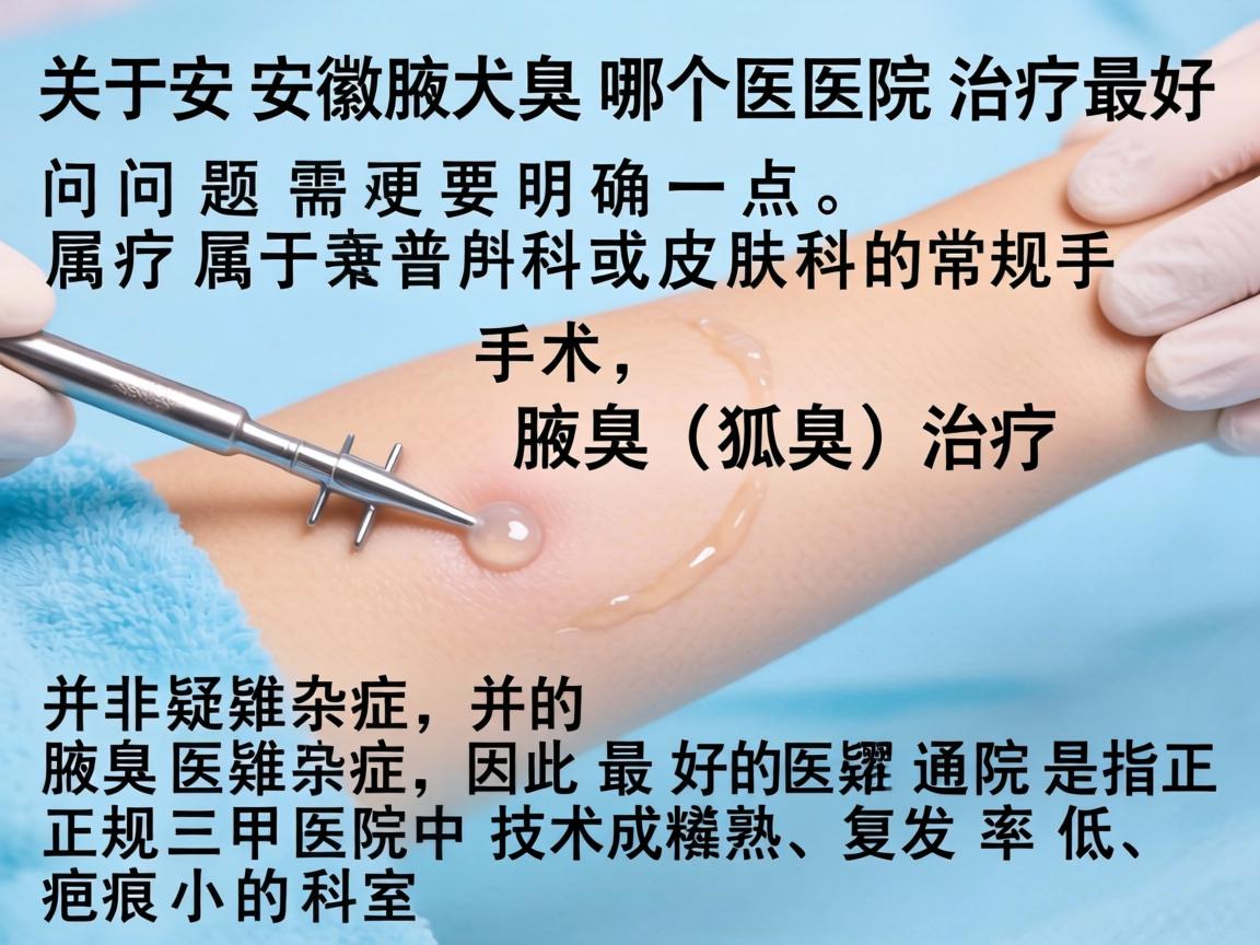关于安徽腋臭哪个医院治疗最好的问题，需要明确一点，腋臭（狐臭）治疗属于普外科或皮肤科的常规手术，并非疑难杂症，因此最好的医院通常是指正规三甲医院中技术成熟、复发率低、疤痕小的科室
