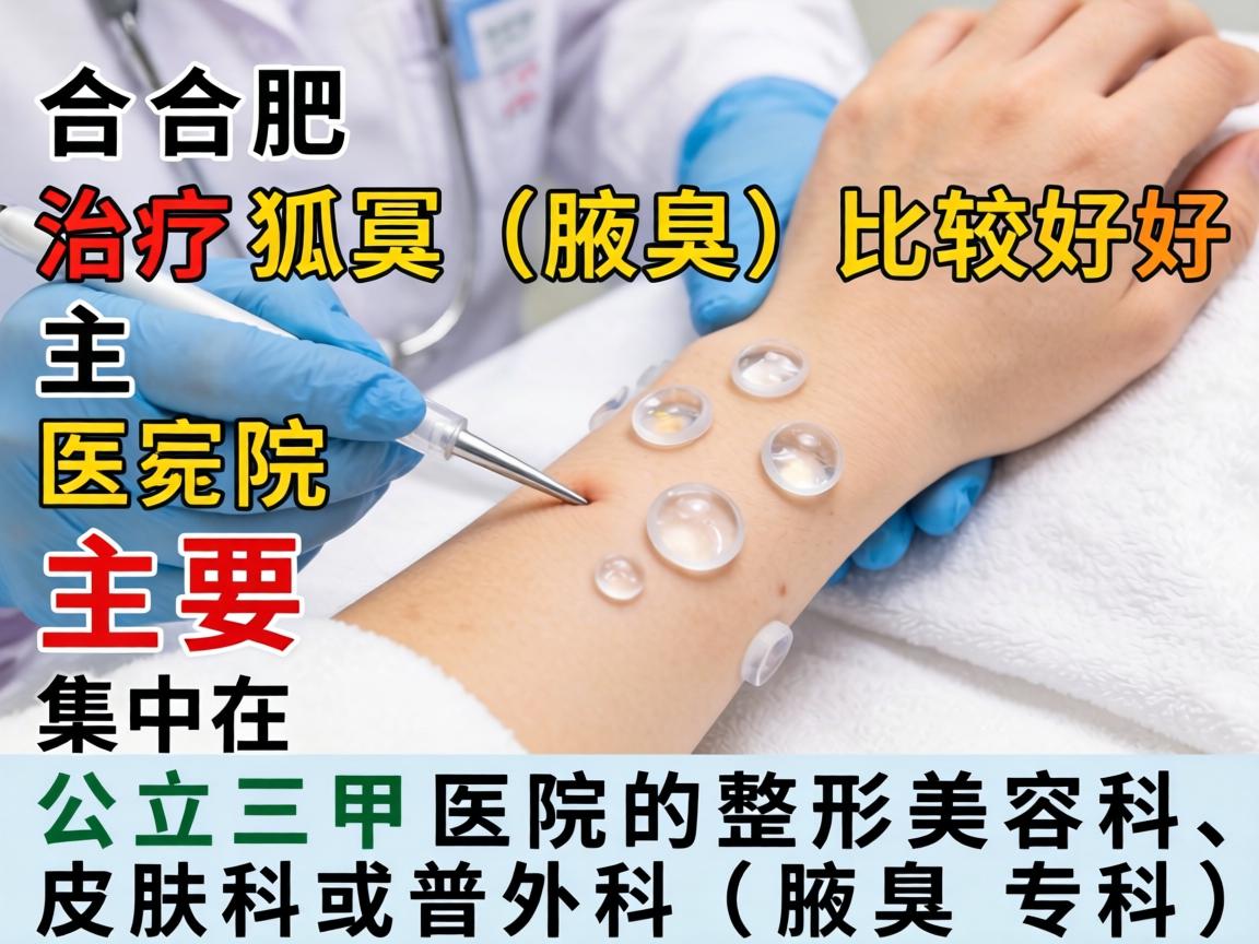 在合肥，治疗狐臭（腋臭）比较好的医院主要集中在公立三甲医院的整形美容科、皮肤科或普外科（腋臭专科）