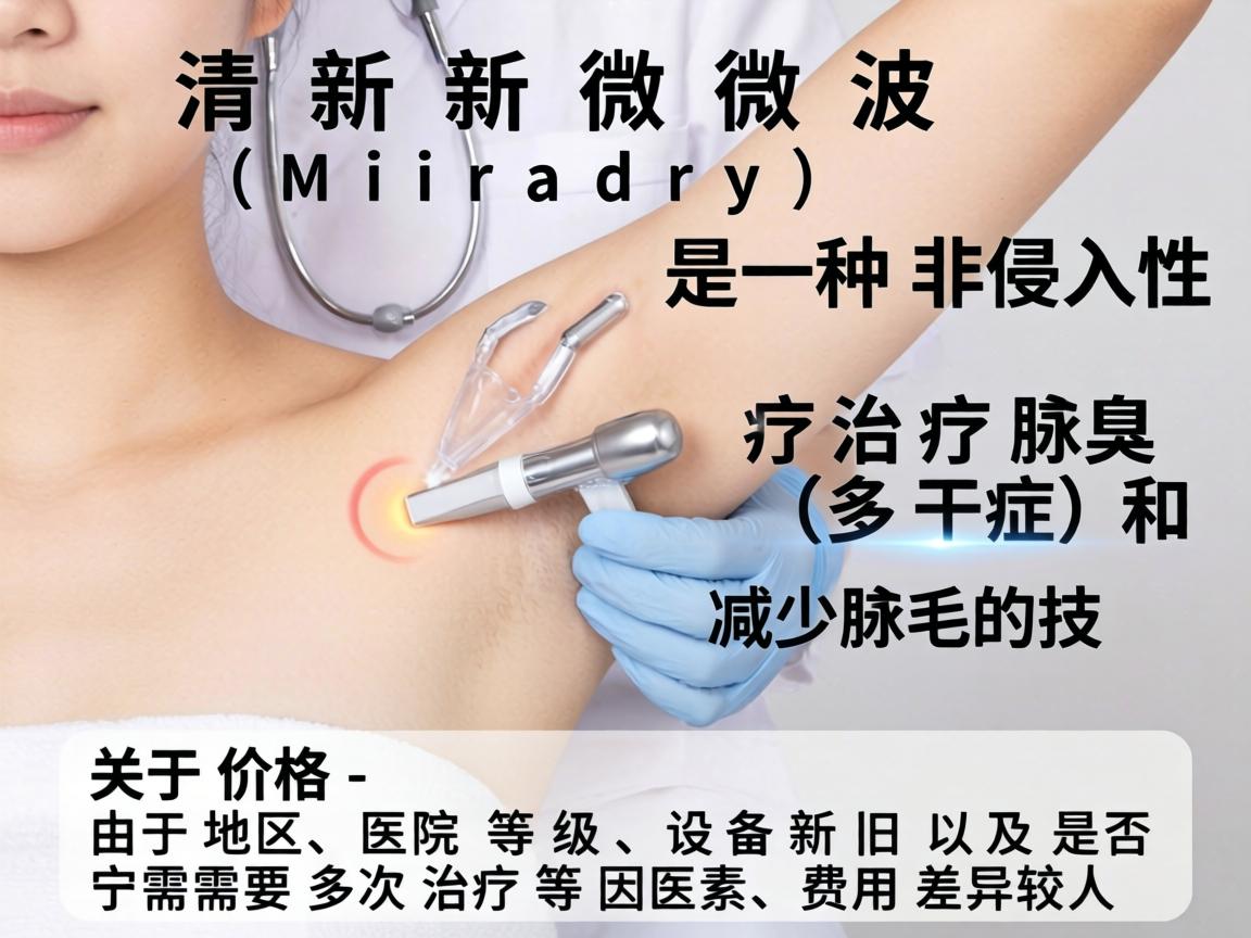 清新微波（Miradry）是一种非侵入性治疗腋臭（多汗症）和减少腋毛的技术。关于价格，由于地区、医院等级、设备新旧以及是否需要多次治疗等因素，费用差异较大